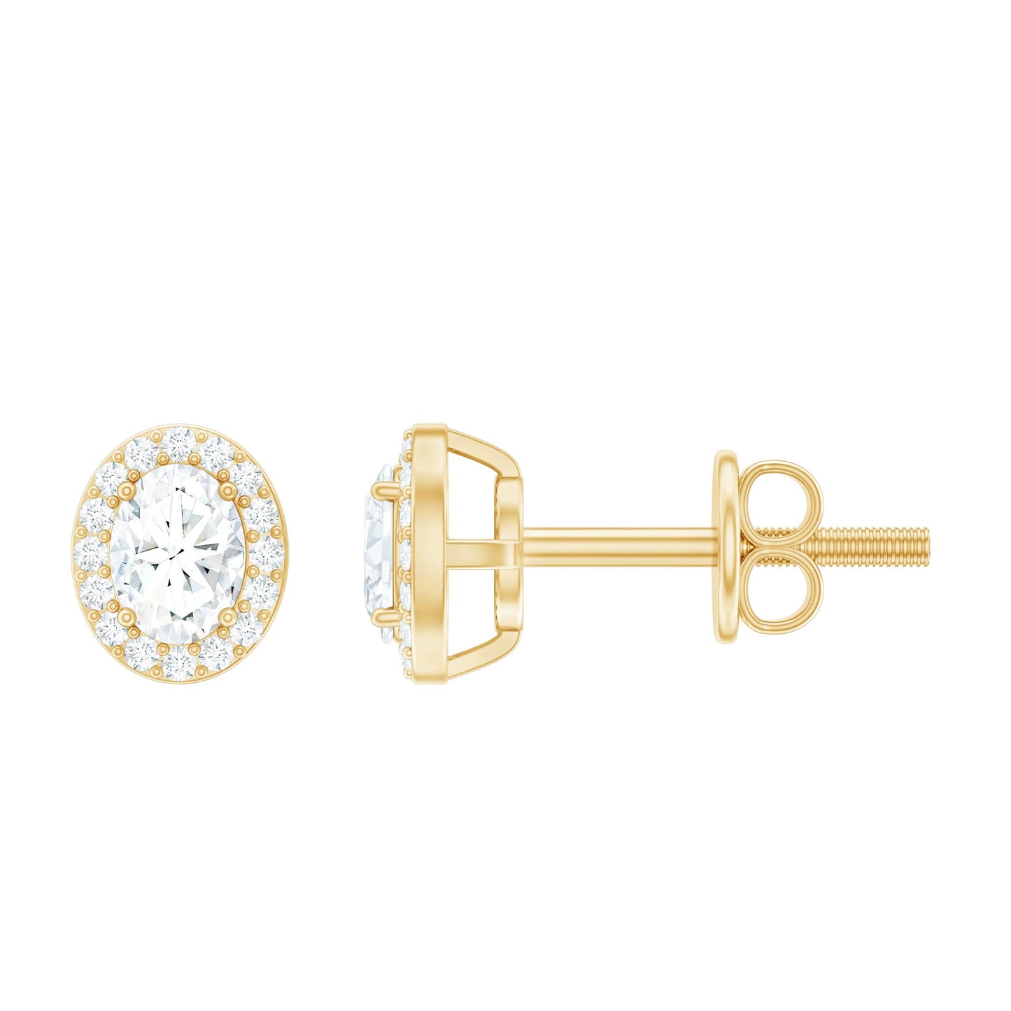 Halo Diamond Earrings With Screw Back