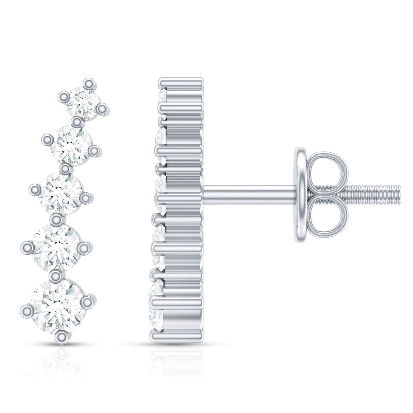 Graduated Style Diamond Climber Earrings