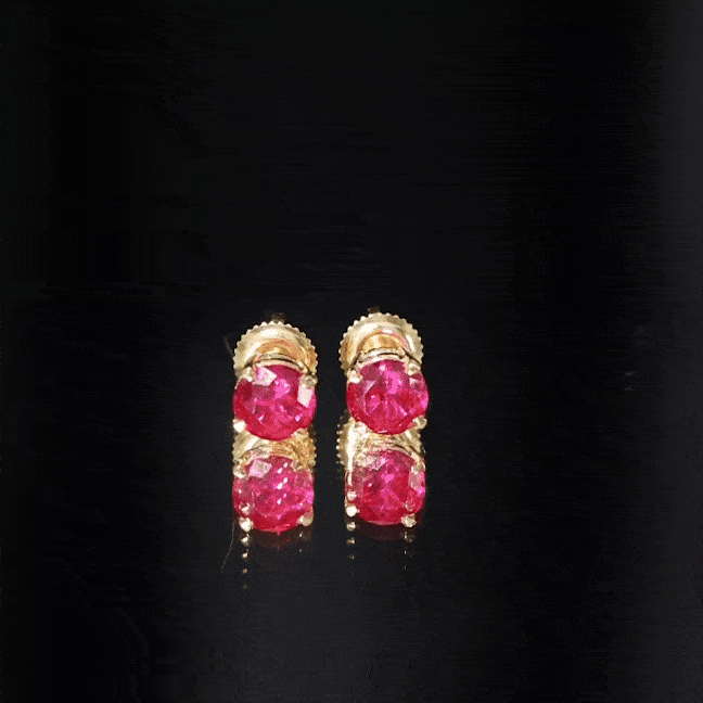 Round Lab Created Ruby Solitaire Stud Earrings