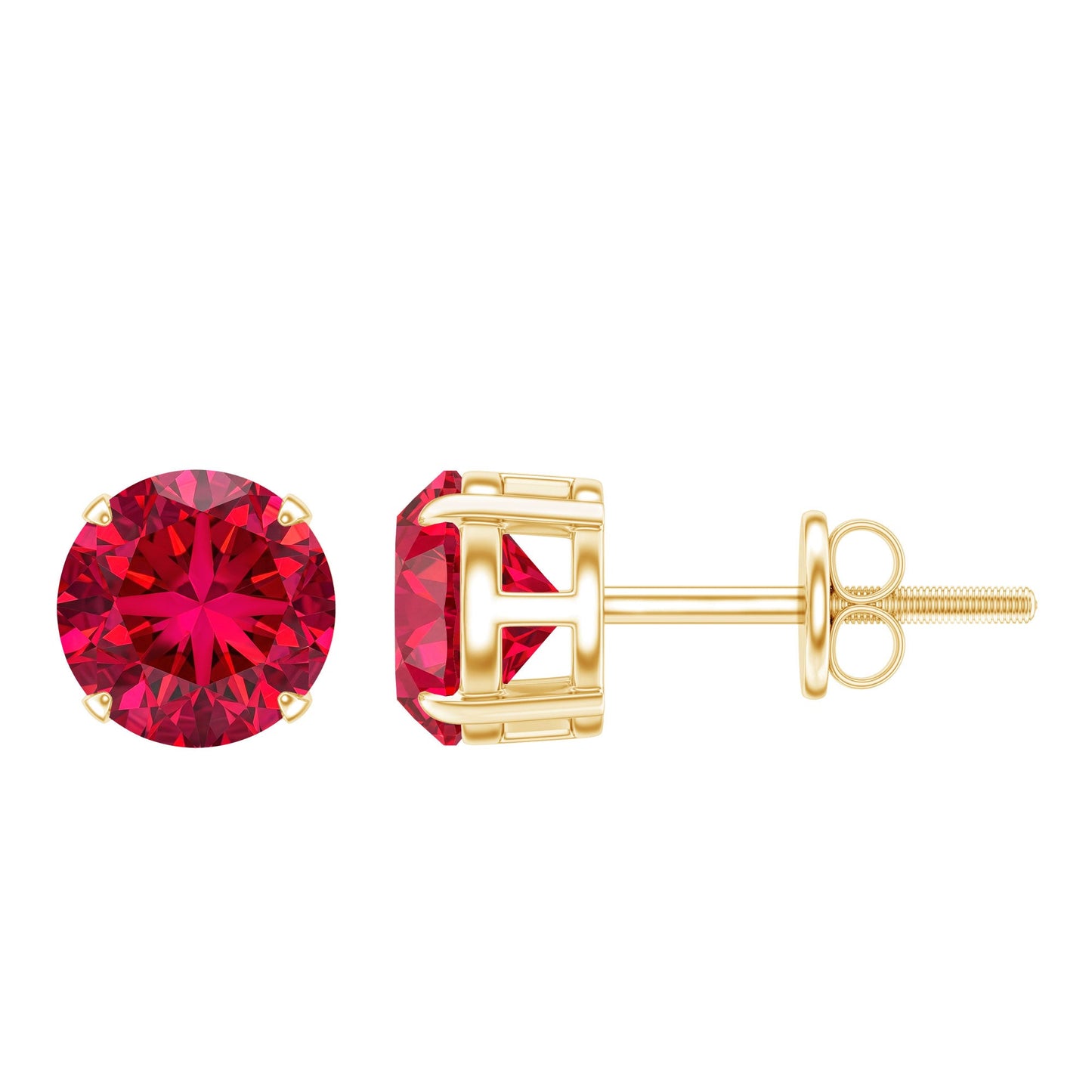 2.74 Carat Round Cut Solitaire Lab Created Ruby Stud Earring for women