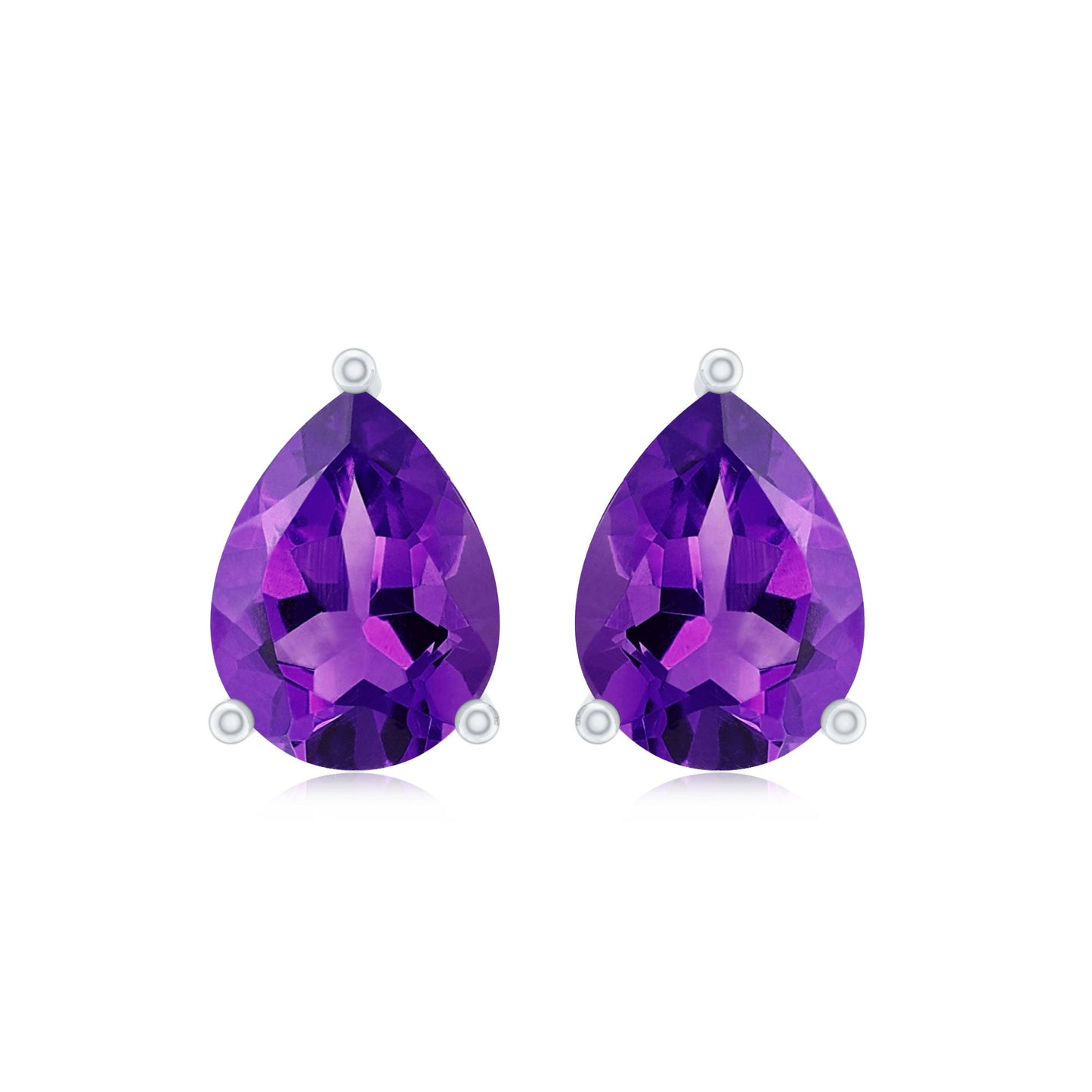 Natural Pear Shape Amethyst Teardrop Stud Earrings