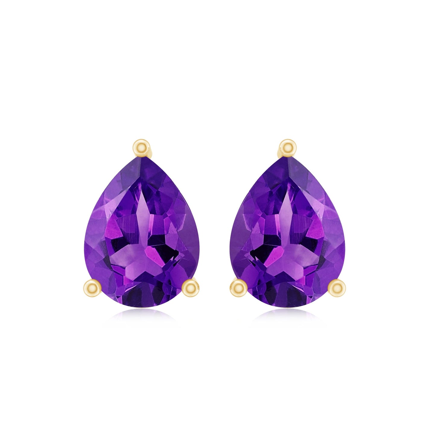 Natural Pear Shape Amethyst Teardrop Stud Earrings