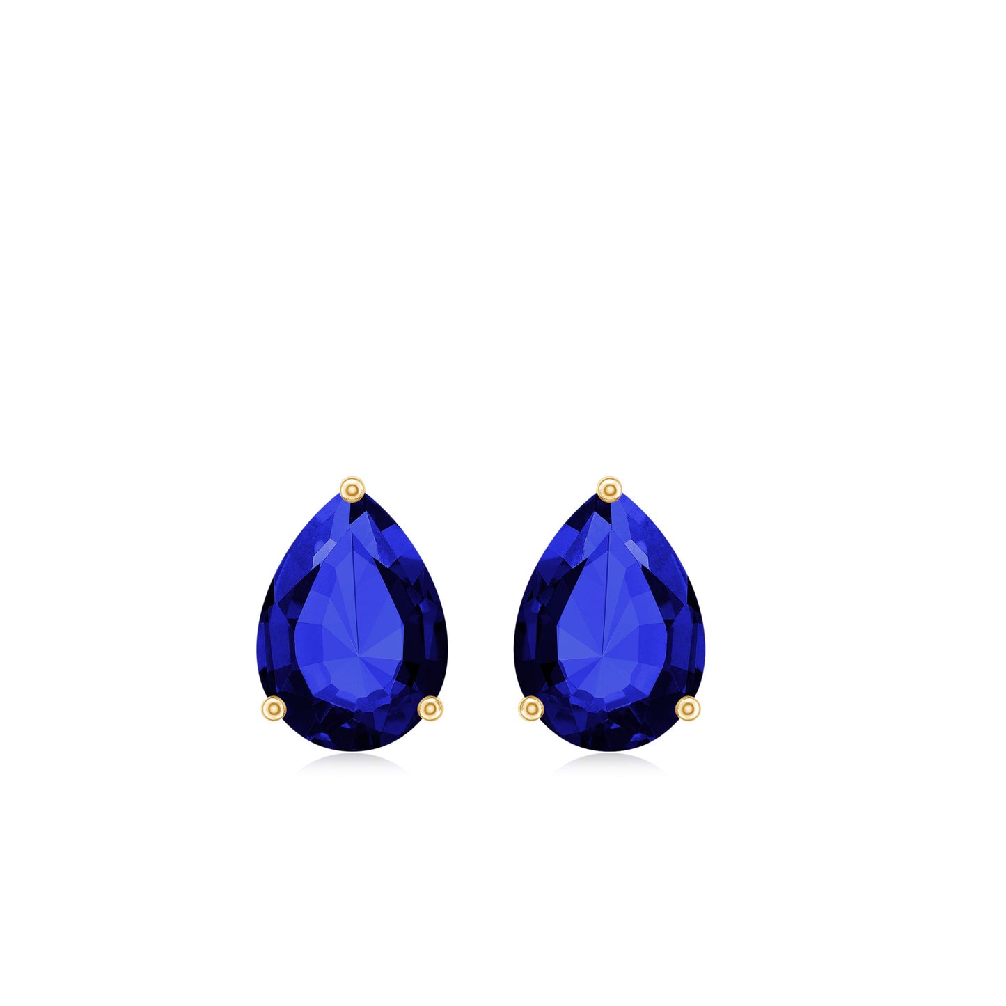 3.2 Carat Pear Cut Created Blue Sapphire Solitaire Stud Earrings
