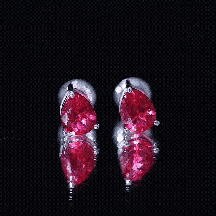 2 Carat Lab Created Ruby Teardrop Stud Earrings for Women