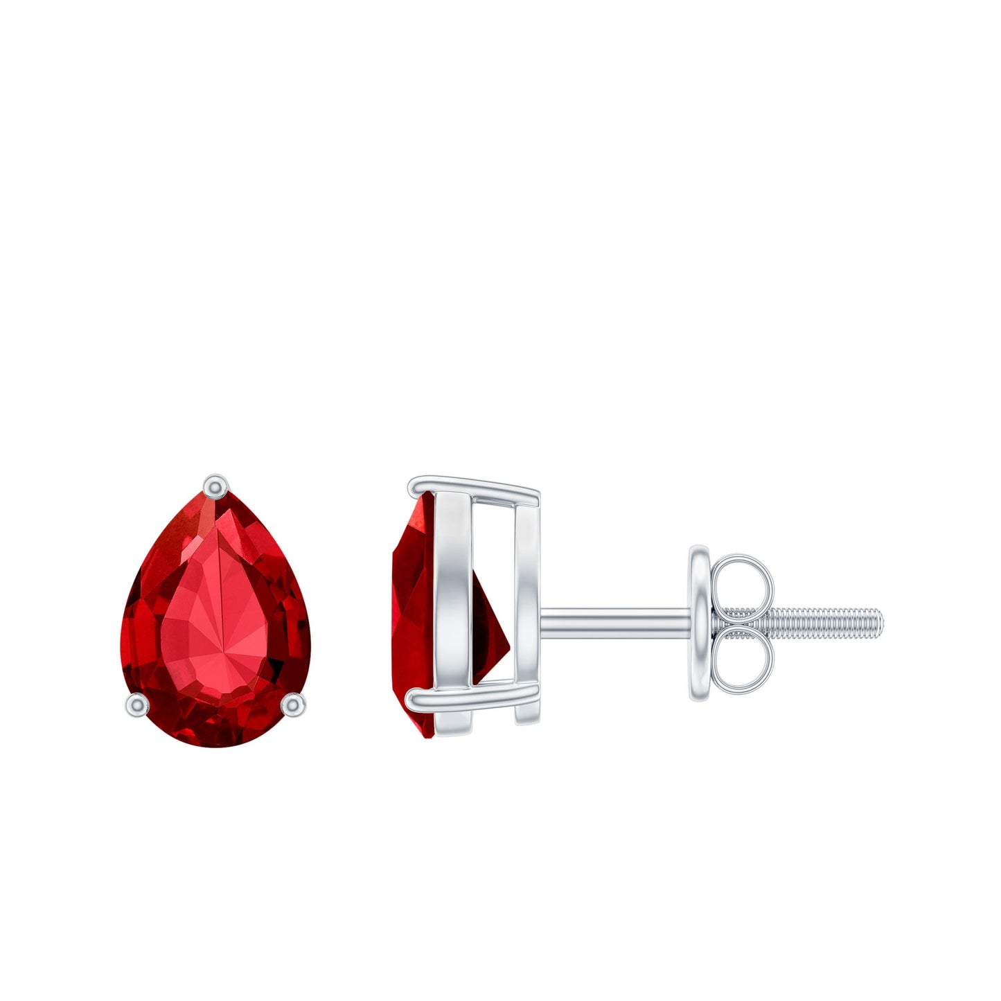 2 Carat Lab Created Ruby Teardrop Stud Earrings for Women