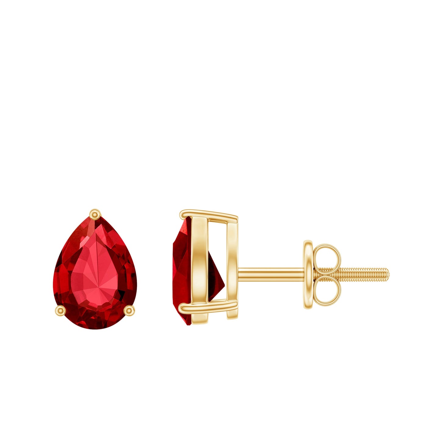 2 Carat Lab Created Ruby Teardrop Stud Earrings for Women