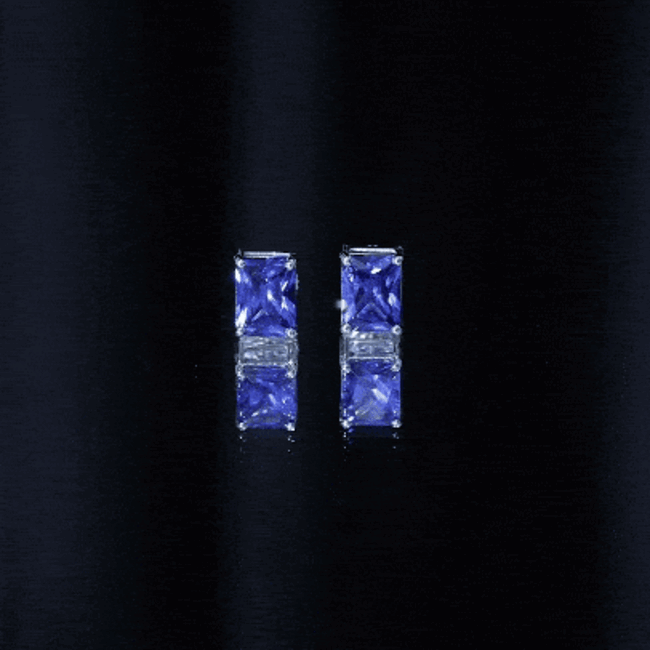 3.5 CT Emerald Cut Lab Created Blue Sapphire Big Stud Earrings