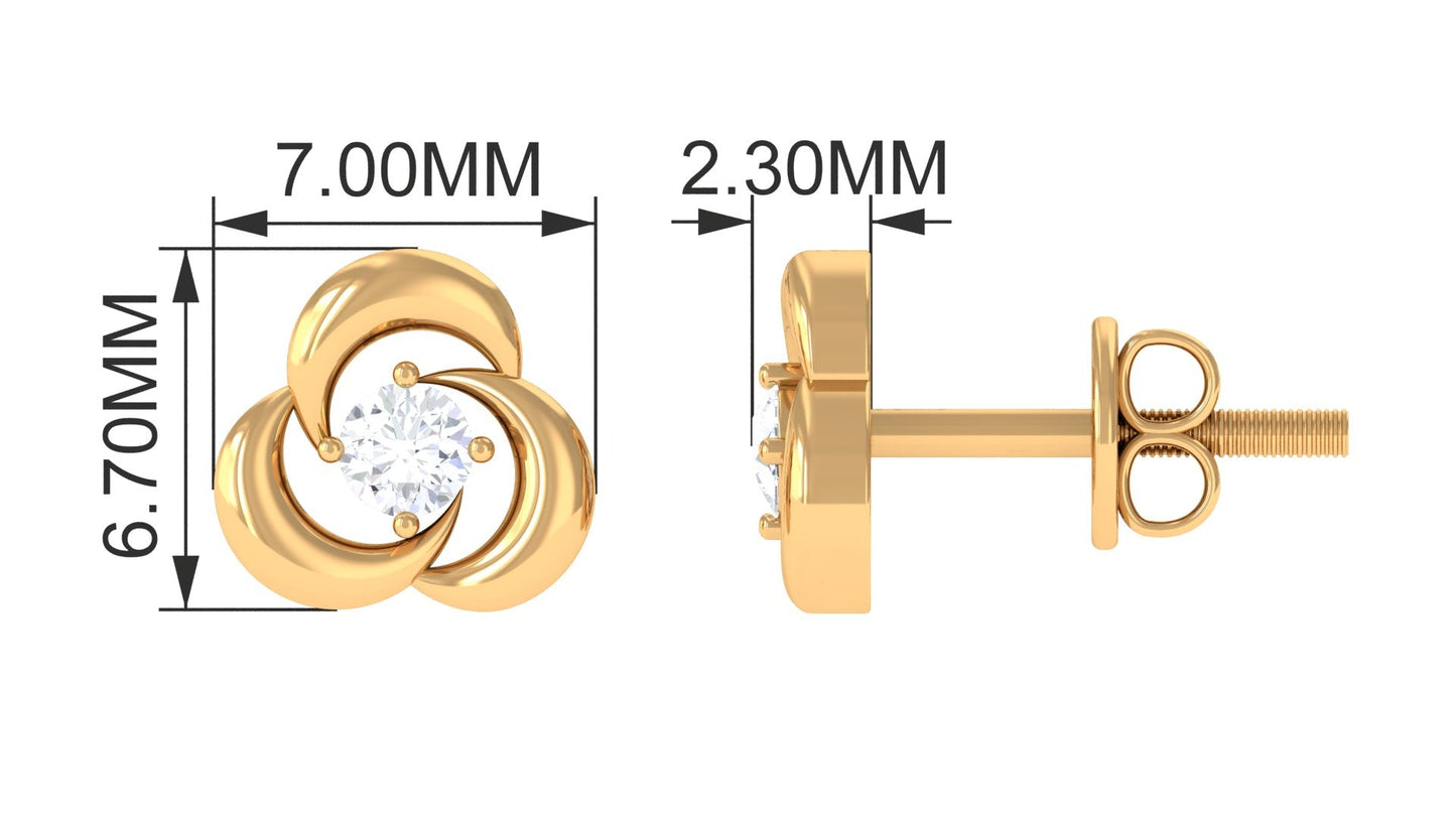 Diamond Swirl Stud Earring with Screw Back