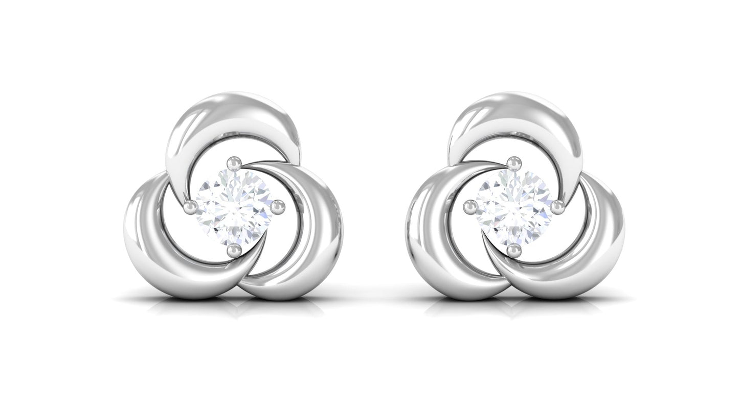 Diamond Swirl Stud Earring with Screw Back