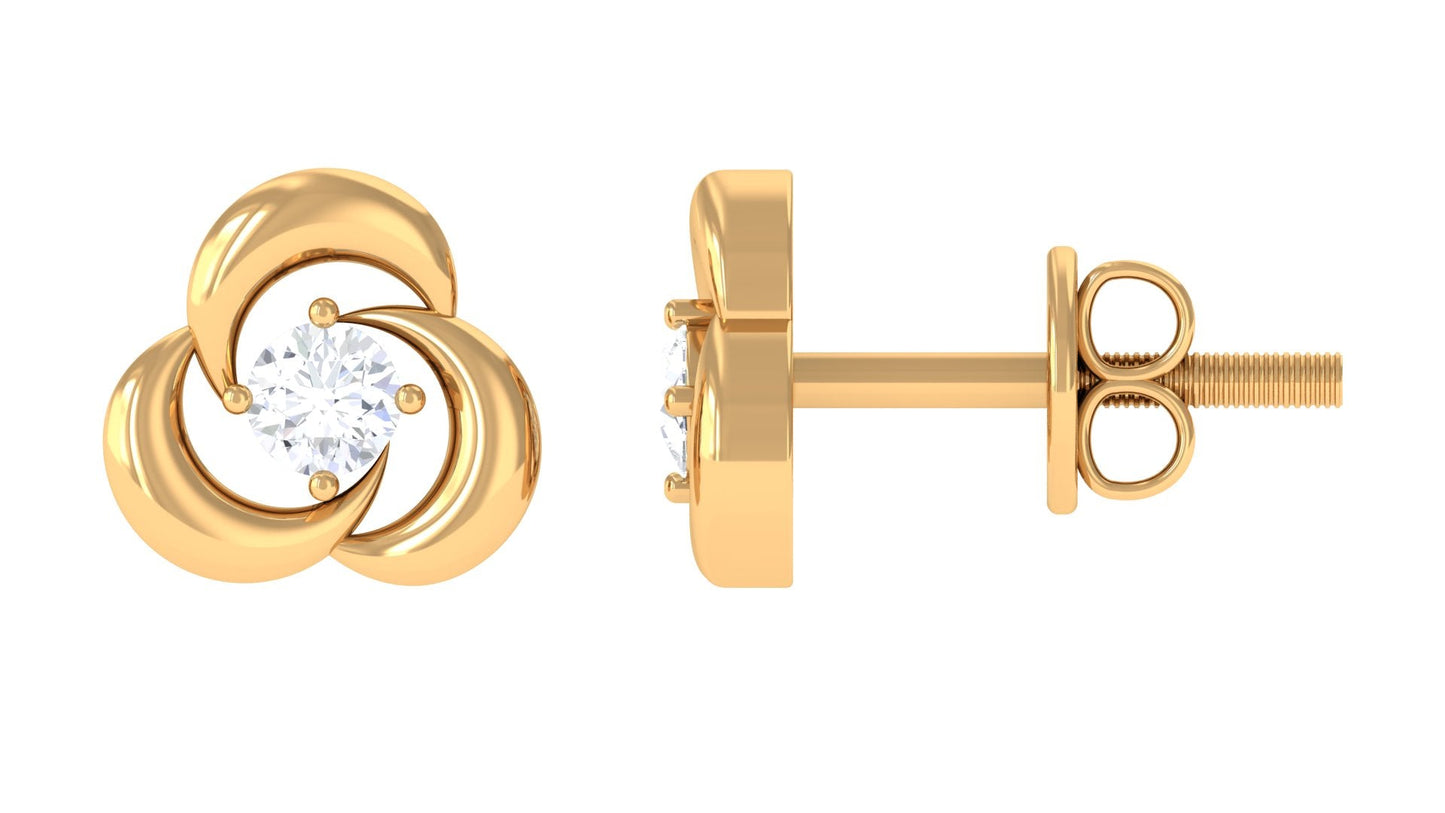 Diamond Swirl Stud Earring with Screw Back