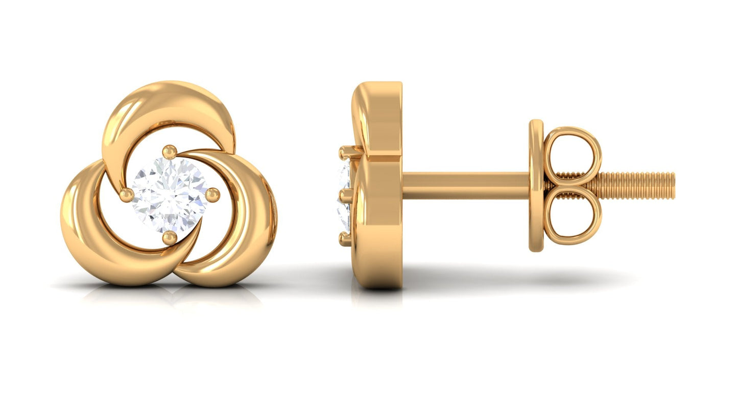 Diamond Swirl Stud Earring with Screw Back
