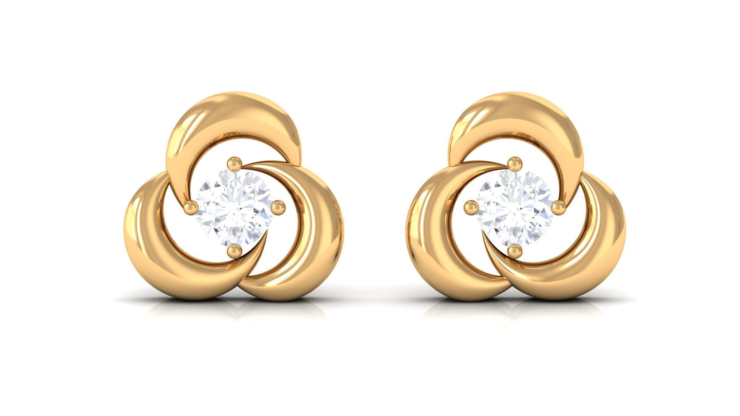 Diamond Swirl Stud Earring with Screw Back