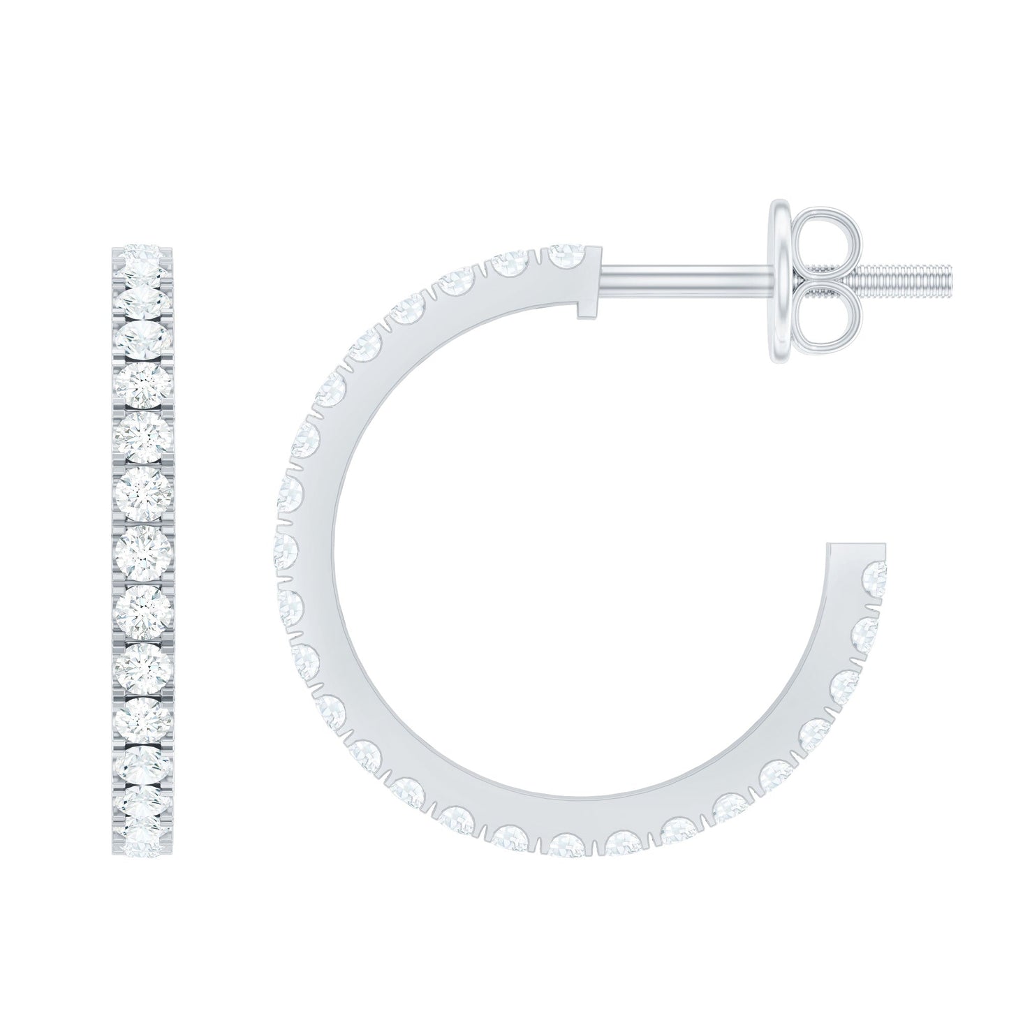 Round Shaped Diamond Hoop Earrings