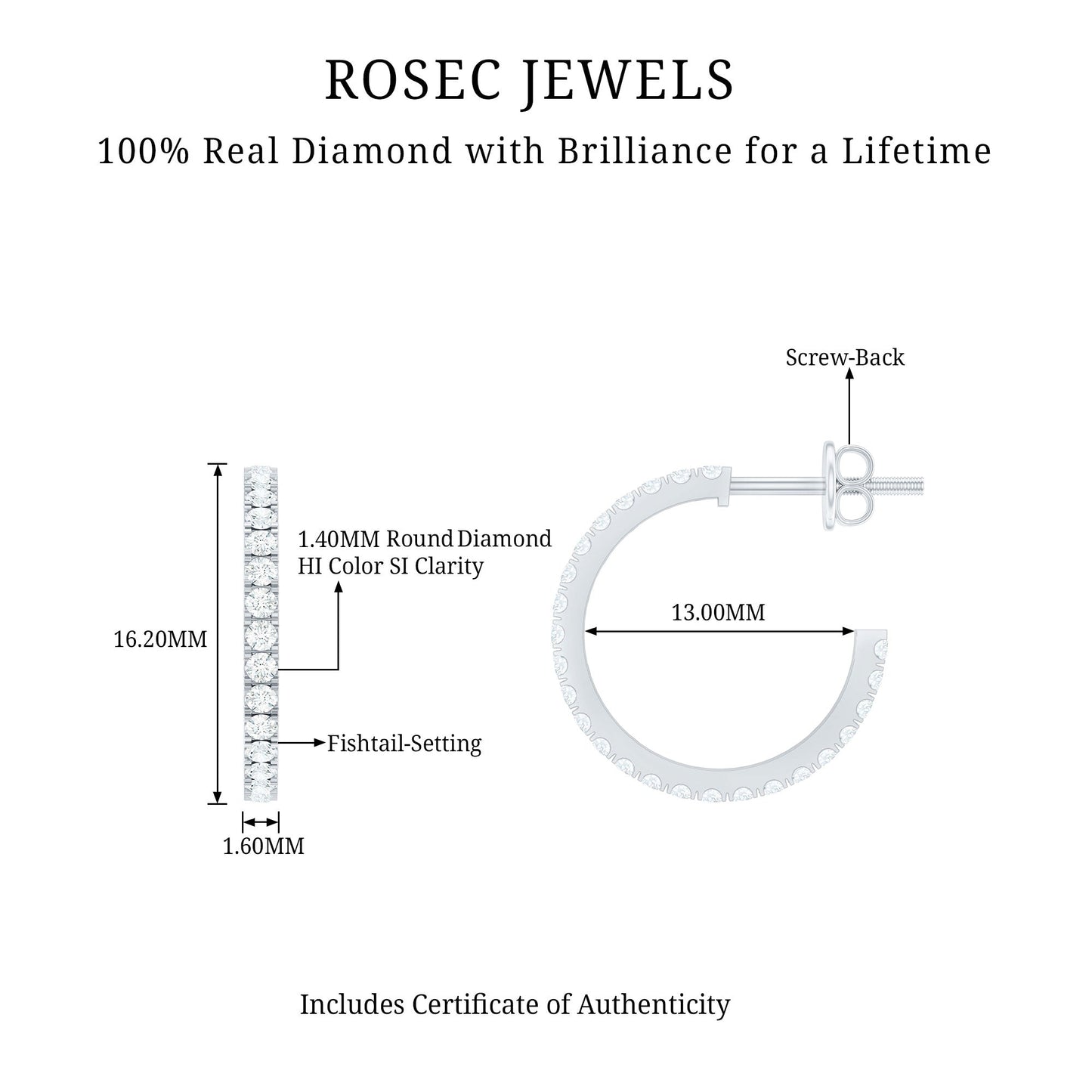 Round Shaped Diamond Hoop Earrings