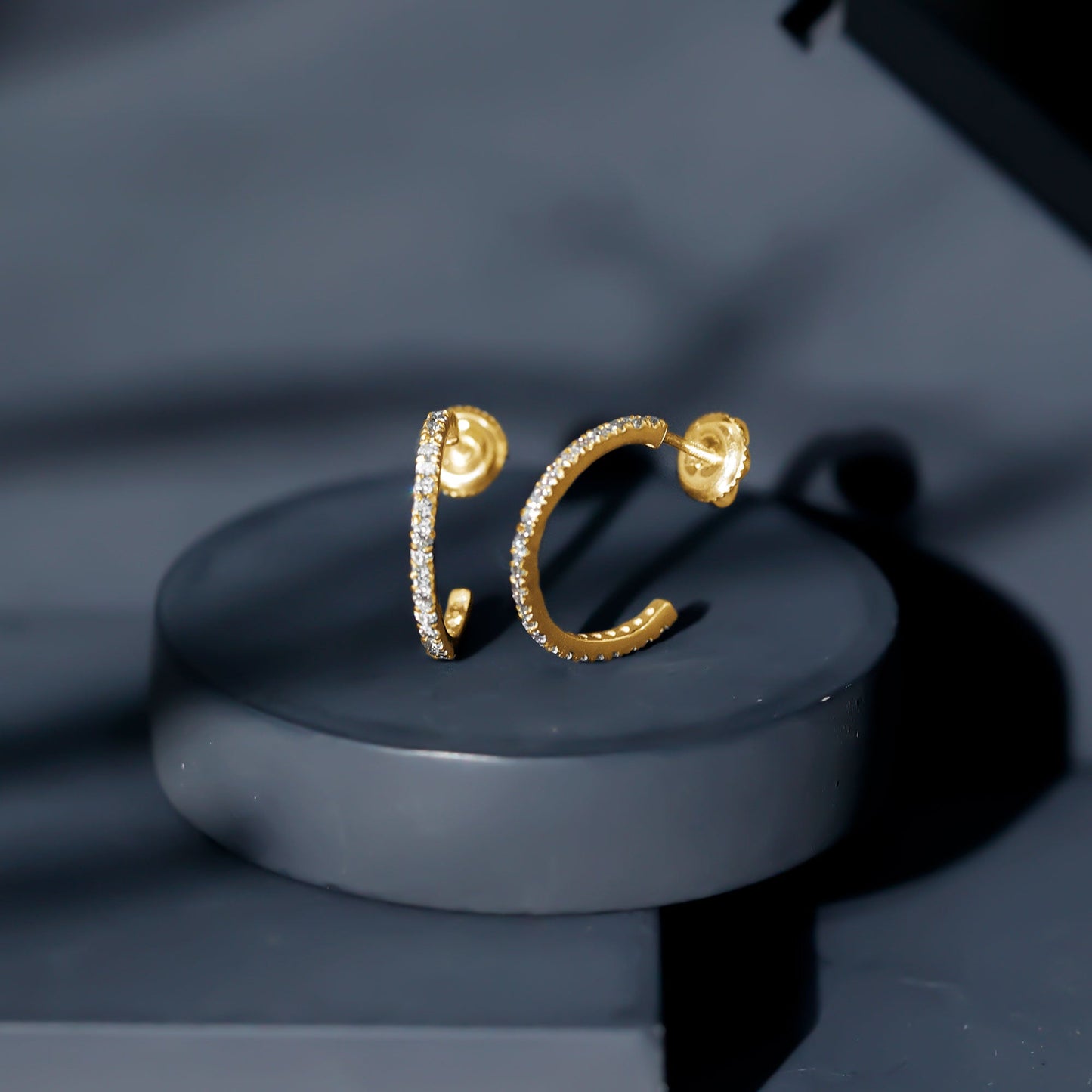 Round Shaped Diamond Hoop Earrings