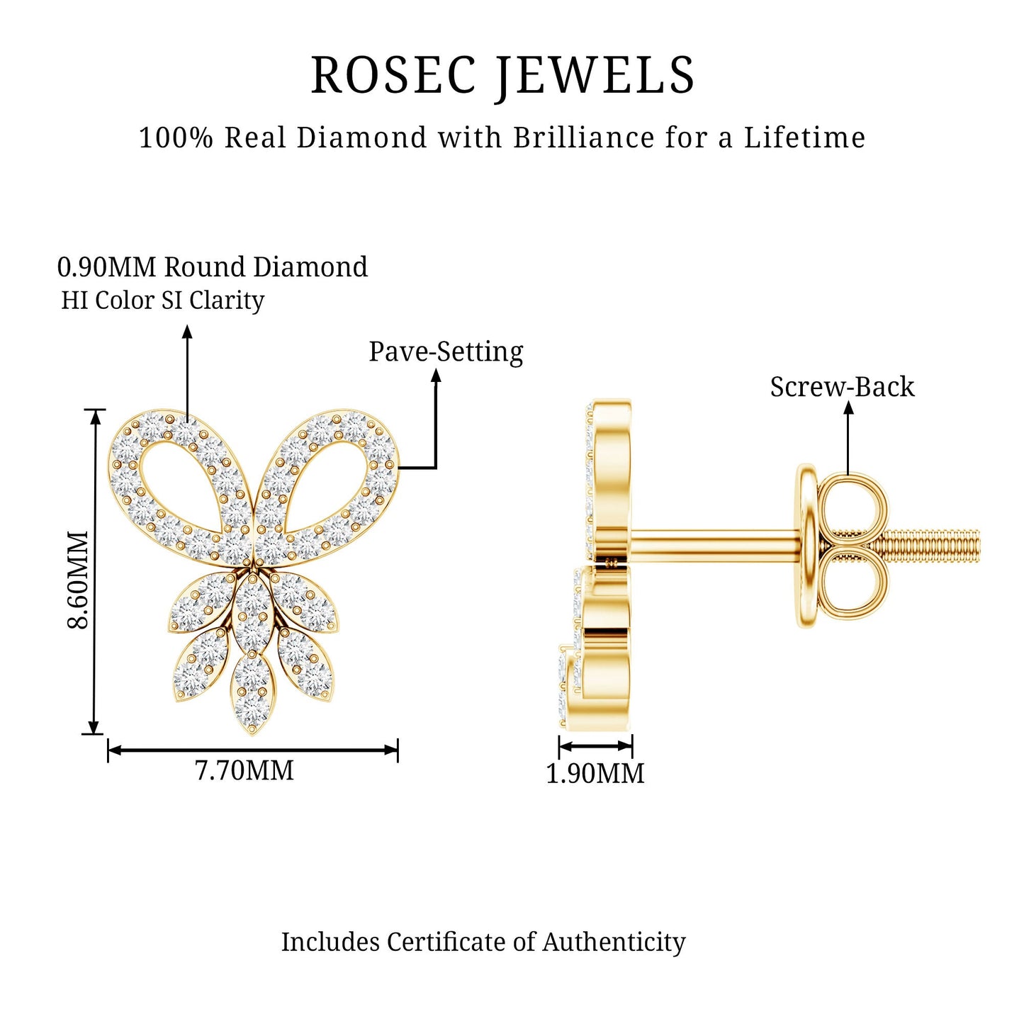 Certified Diamond Bow Earrings For Her