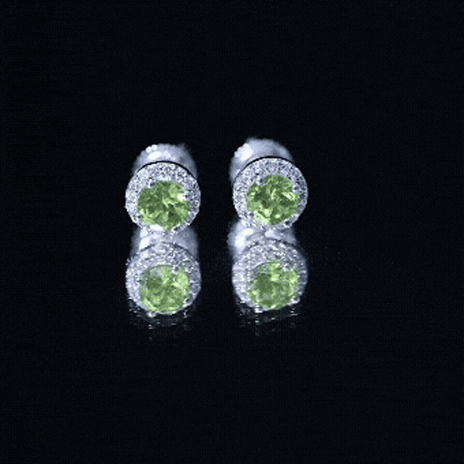 Classic Peridot and Diamond Stud Earrings For Women