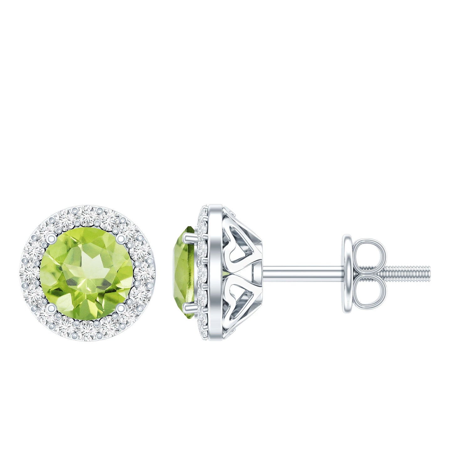 Classic Peridot and Diamond Stud Earrings For Women
