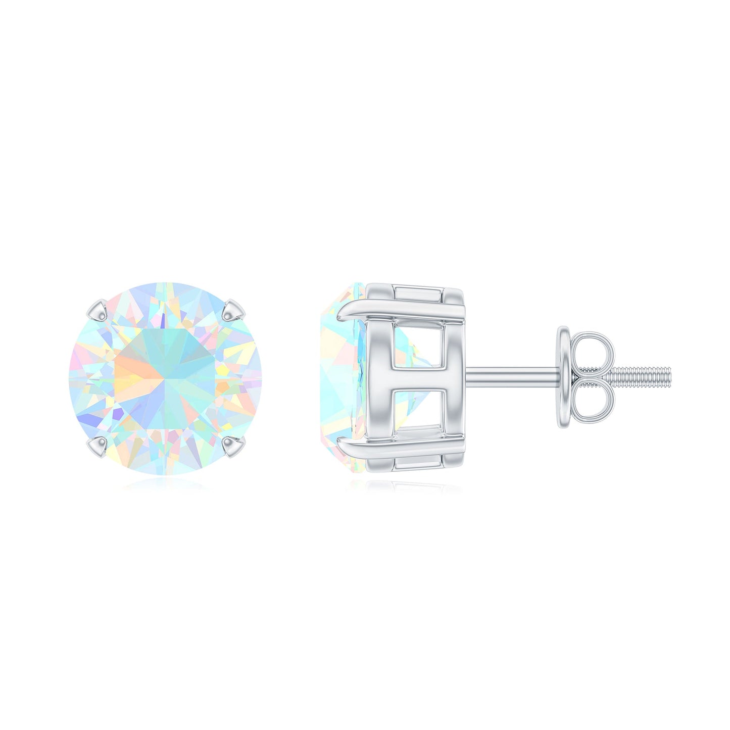 4 Carat Round Cut Ethiopian Opal Solitaire Stud Earrings for Women