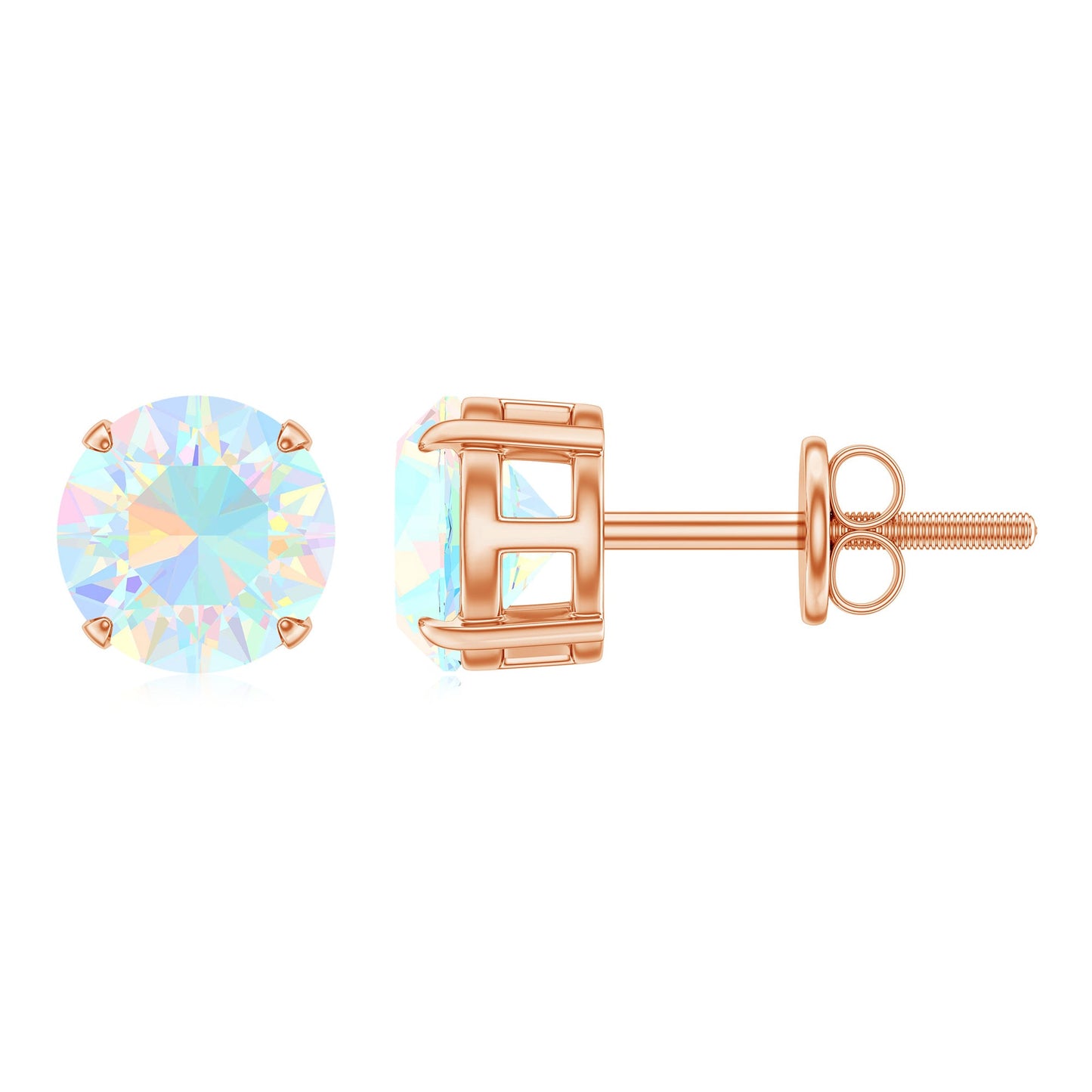 October Birthstone Ethiopian Opal Solitaire Stud Earring