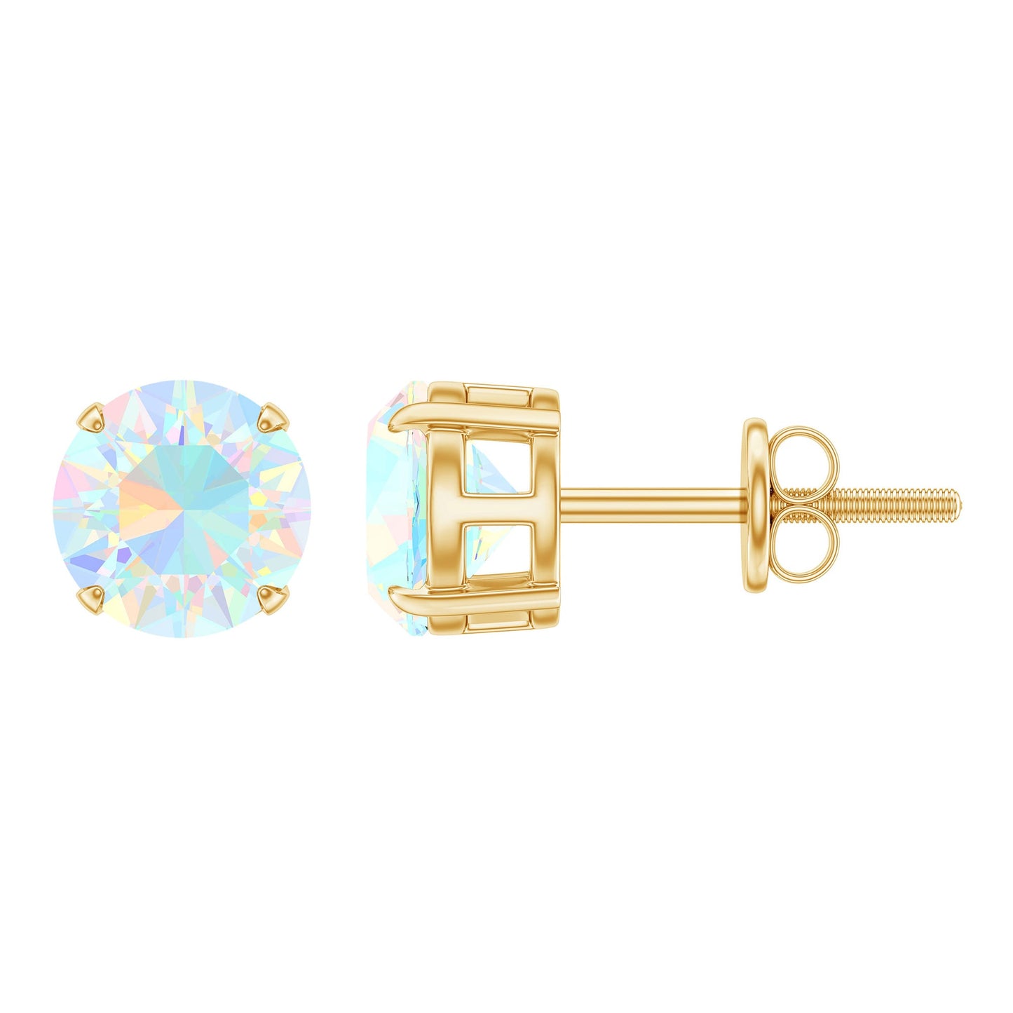 October Birthstone Ethiopian Opal Solitaire Stud Earring