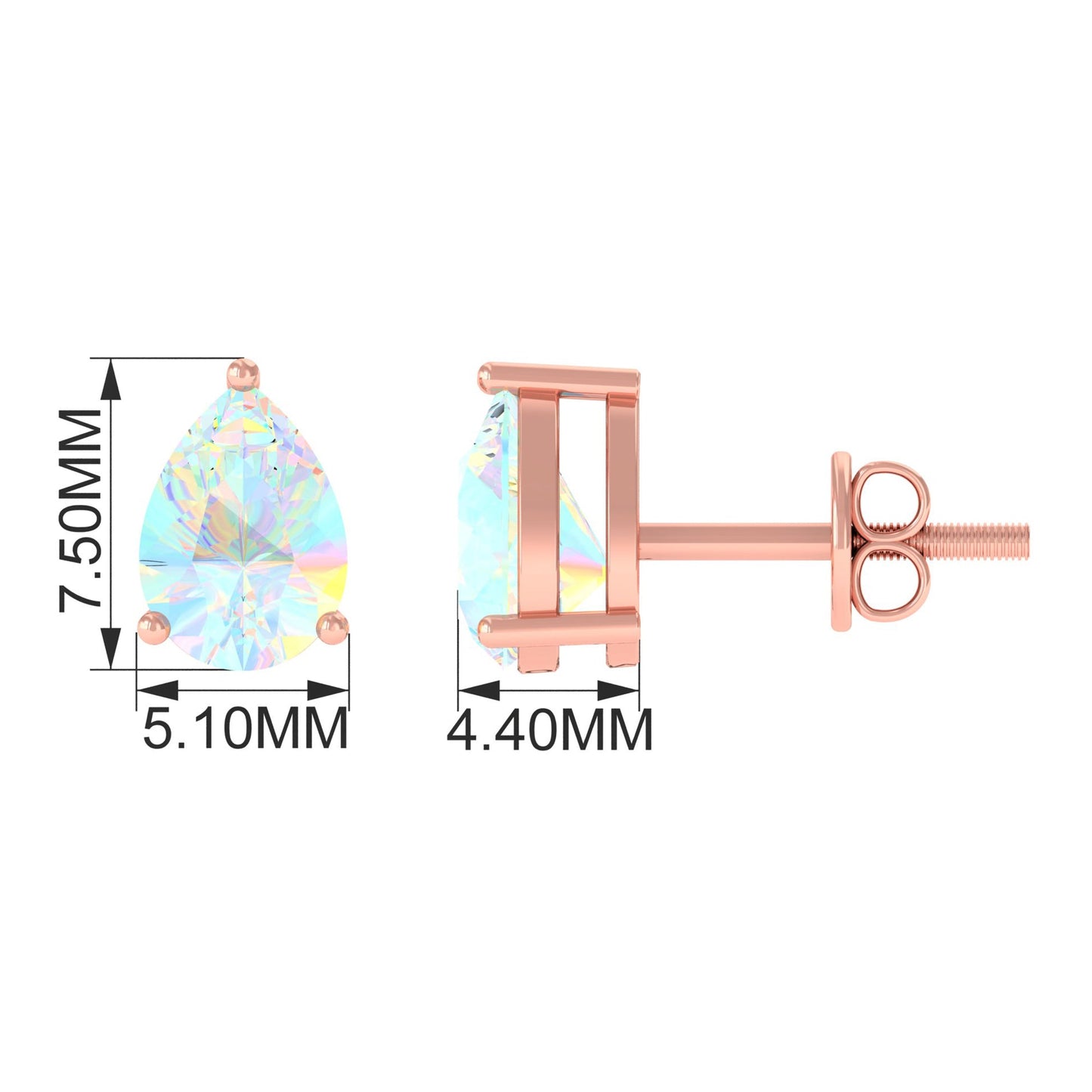 Pear Cut Ethiopian Opal Solitaire Stud Earrings in Gold