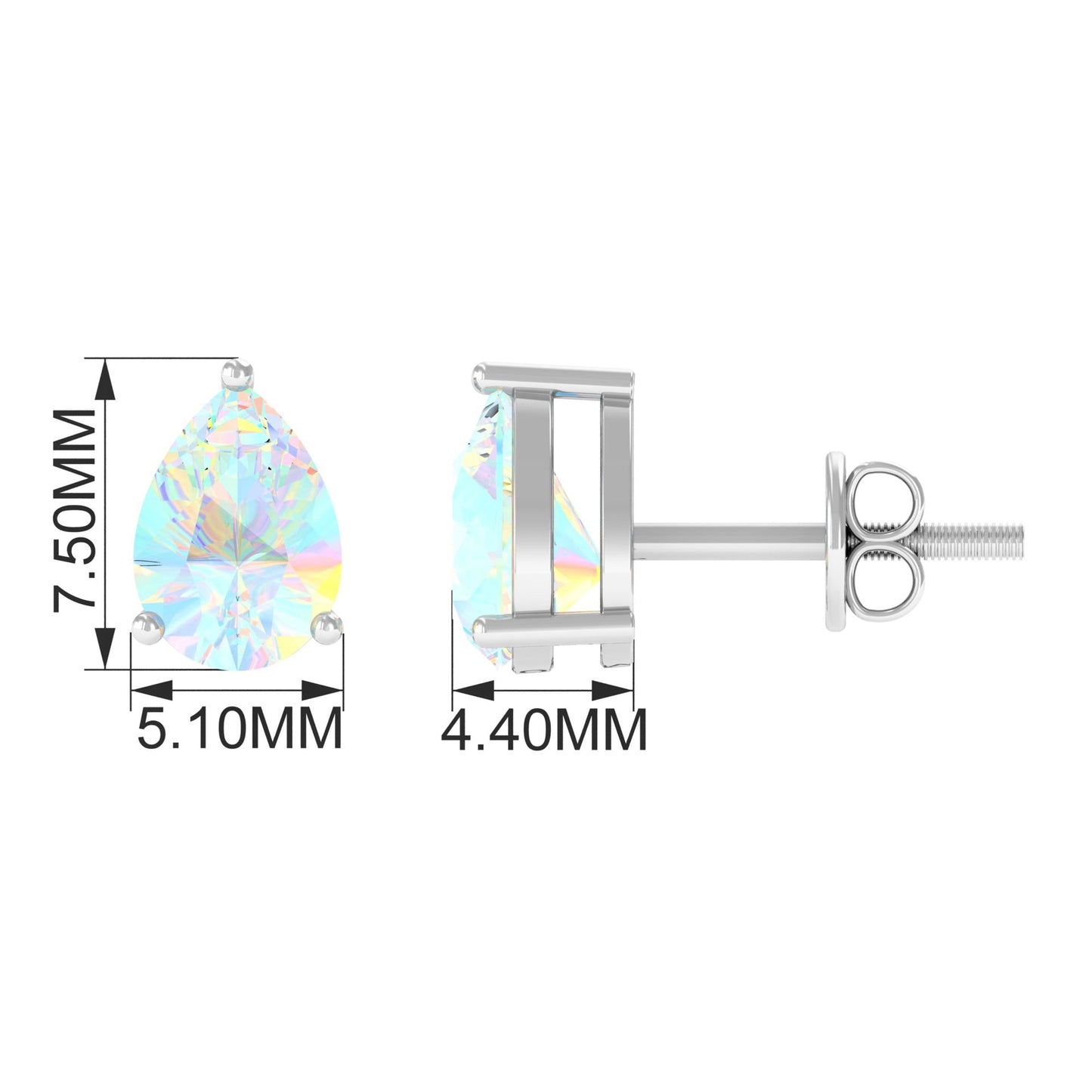 Pear Cut Ethiopian Opal Solitaire Stud Earrings in Gold