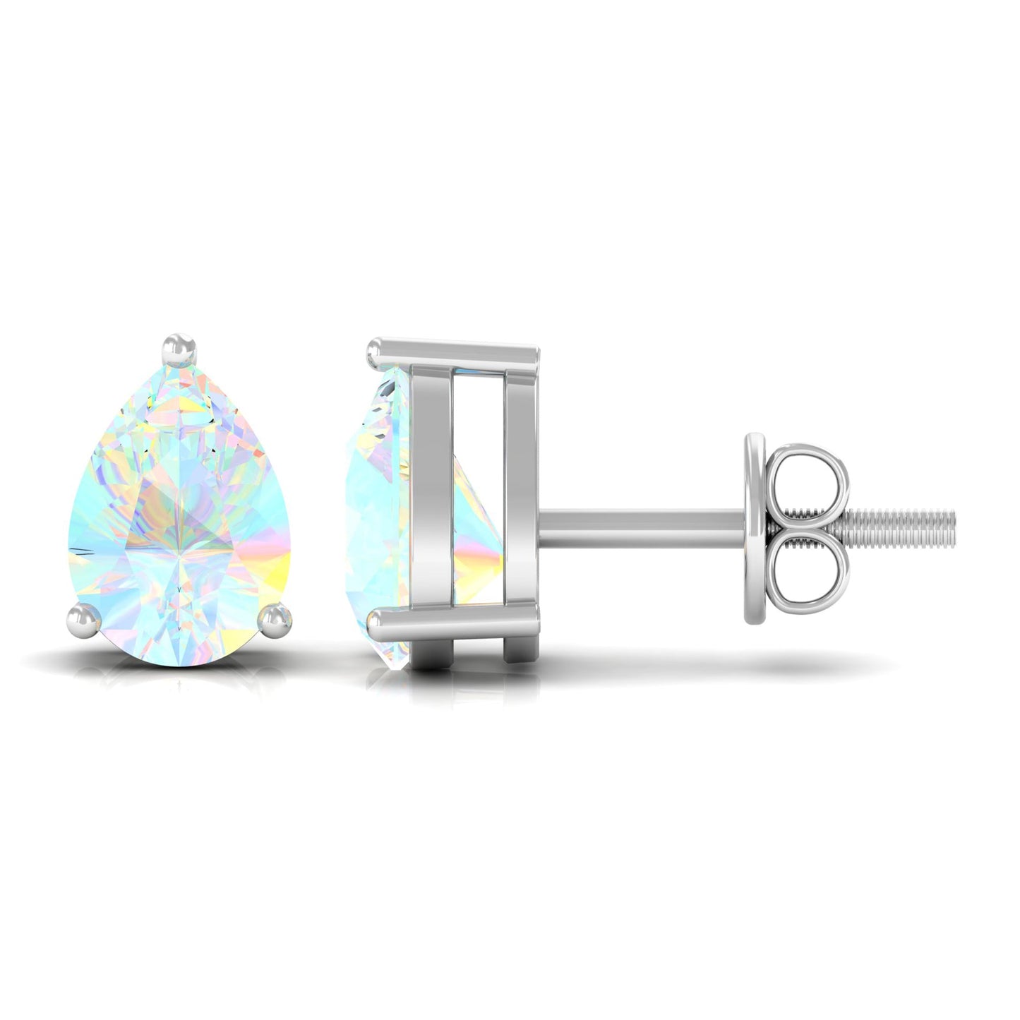 Pear Cut Ethiopian Opal Solitaire Stud Earrings in Gold