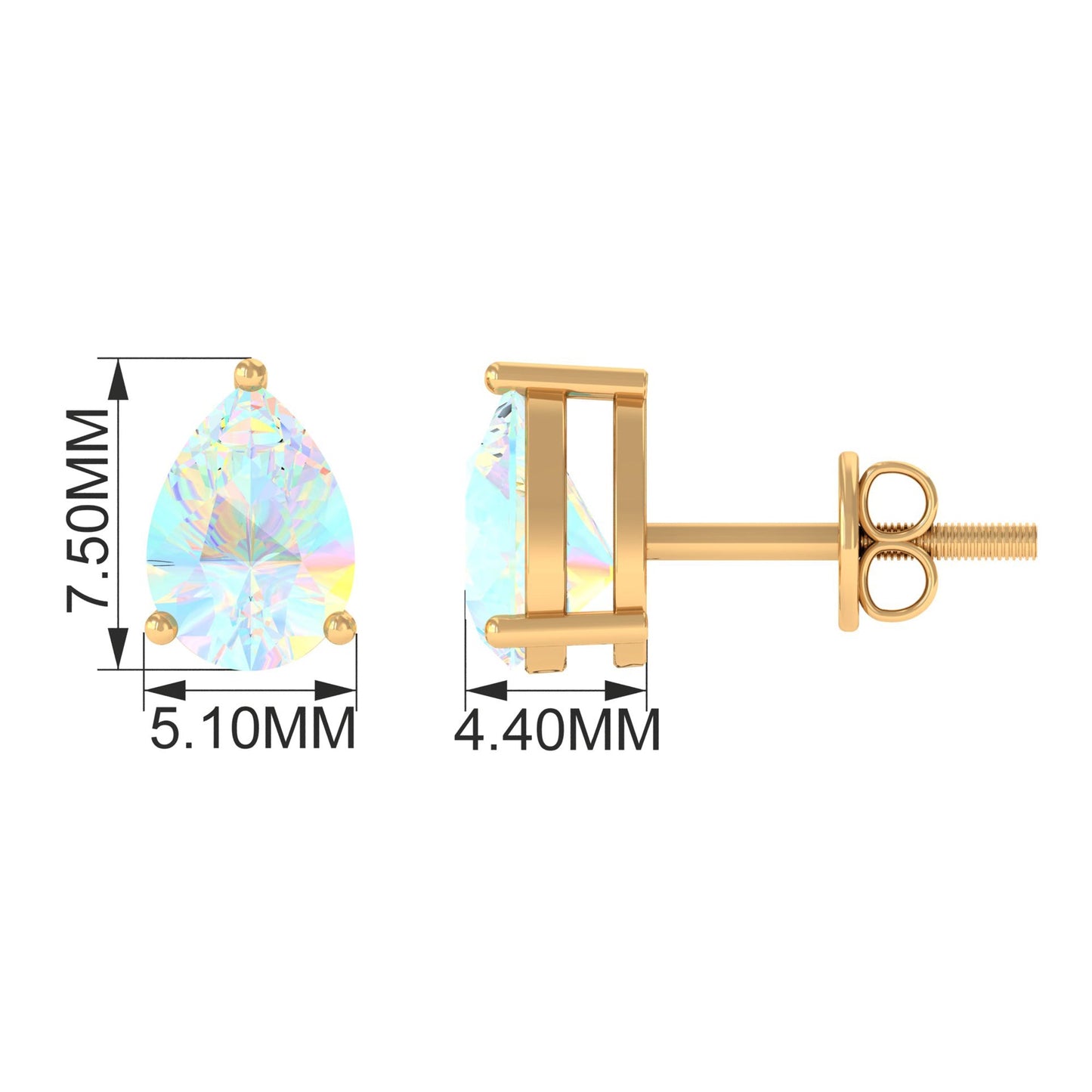 Pear Cut Ethiopian Opal Solitaire Stud Earrings in Gold