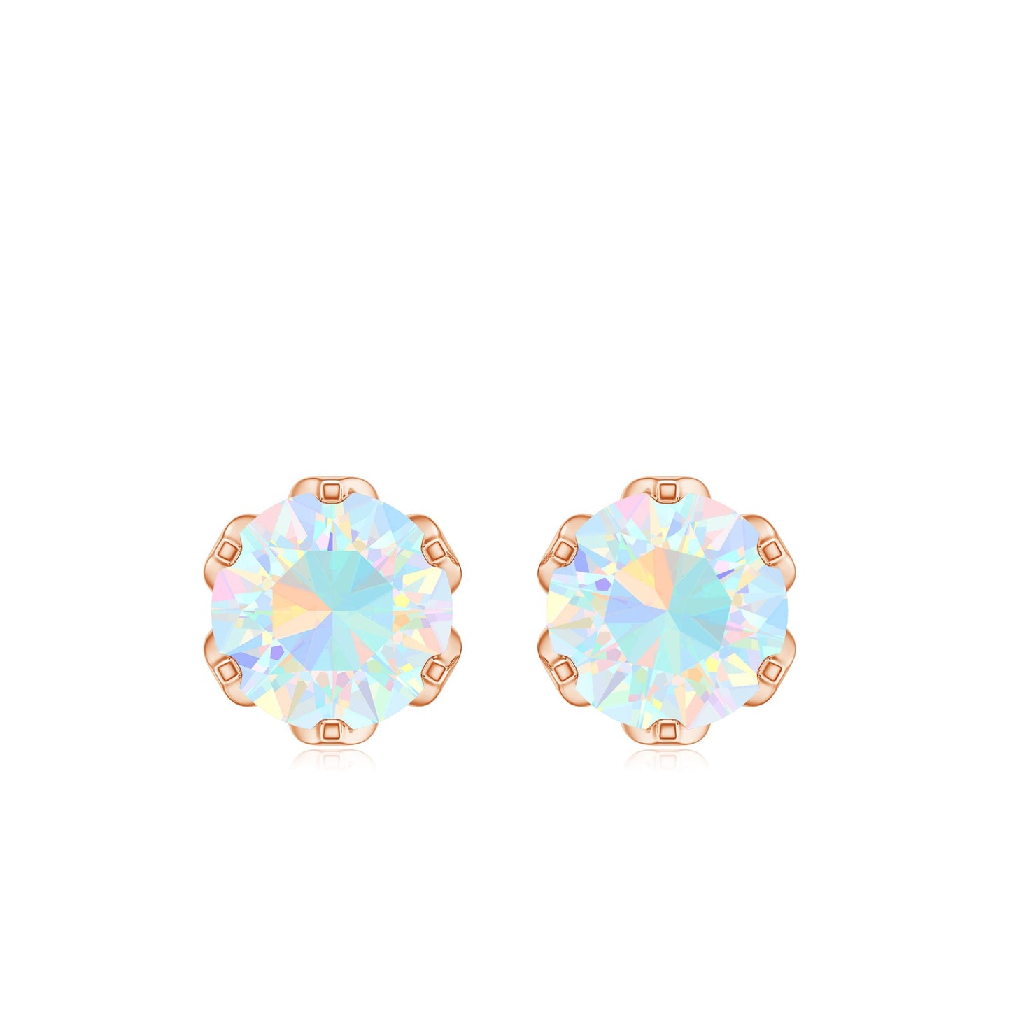 1.6 Carat Round Ethiopian Opal Solitaire Stud Earrings For Her