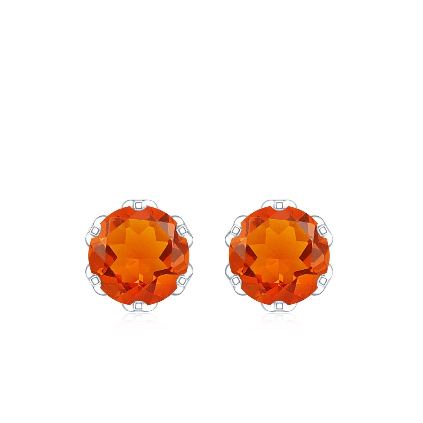 Certified Natural Fire Opal Stud Earrings with Screw Back