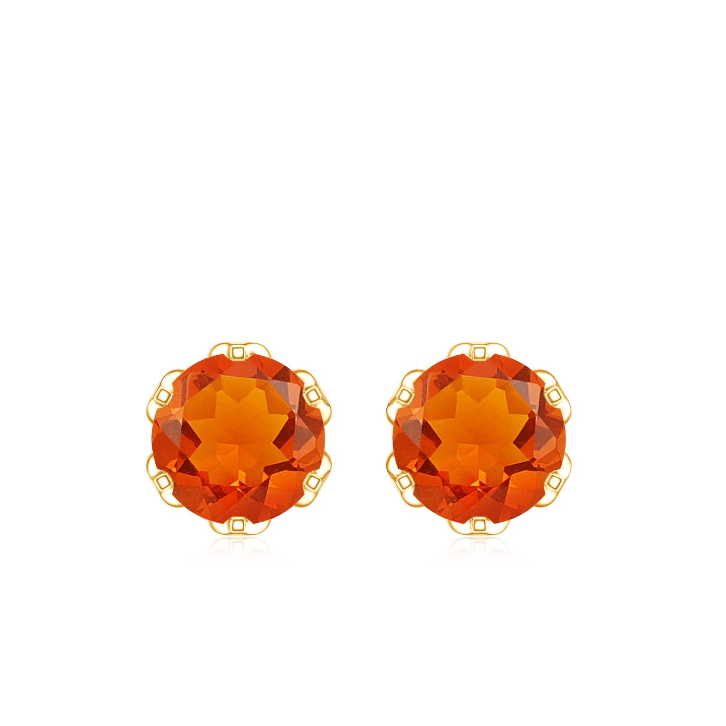 Certified Natural Fire Opal Stud Earrings with Screw Back