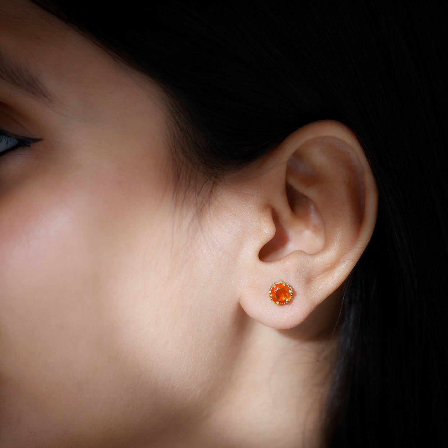 1.5 Carat Fire Opal Solitaire Crown Stud Earrings