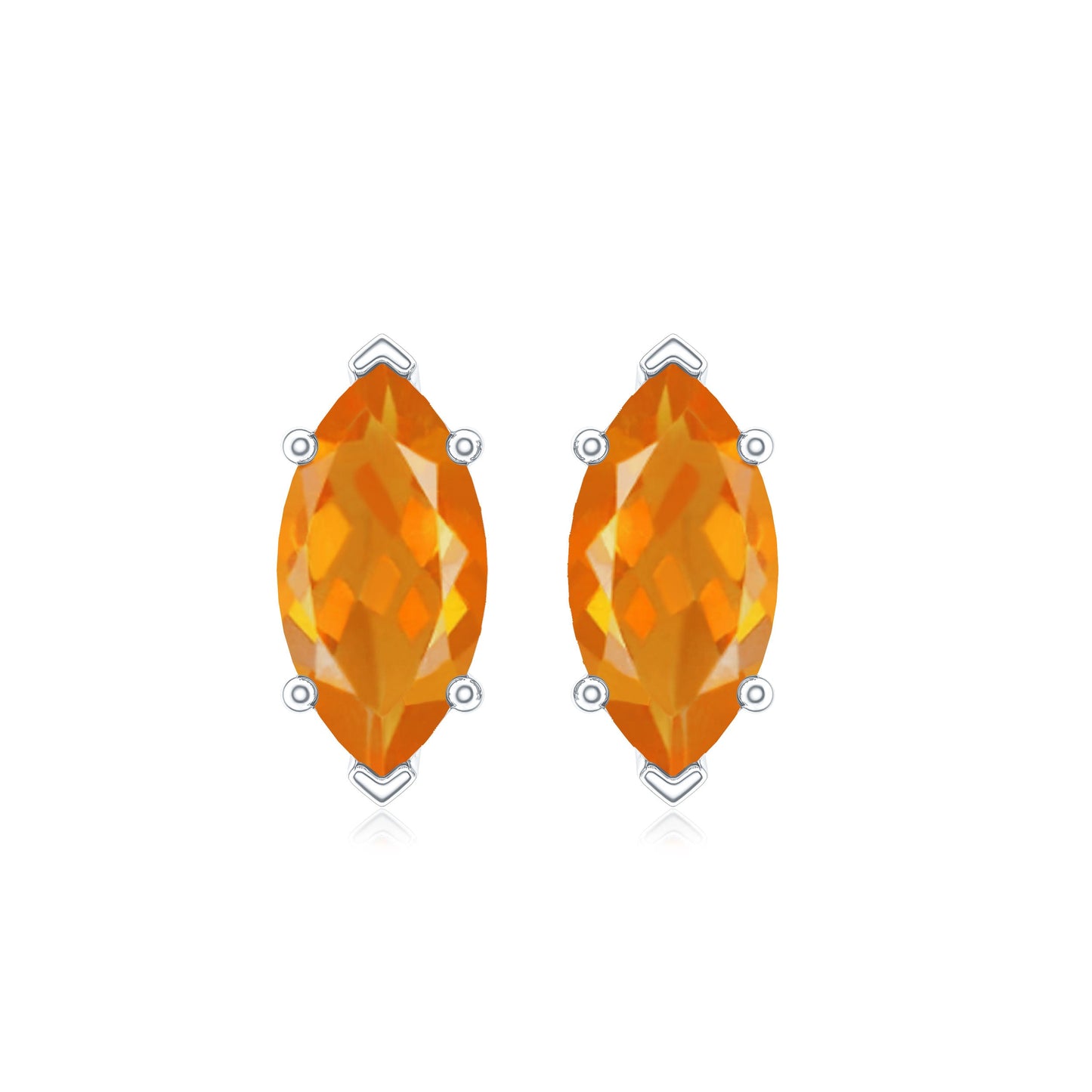 Natural Marquise Fire Opal Stud Earrings with Screw Back