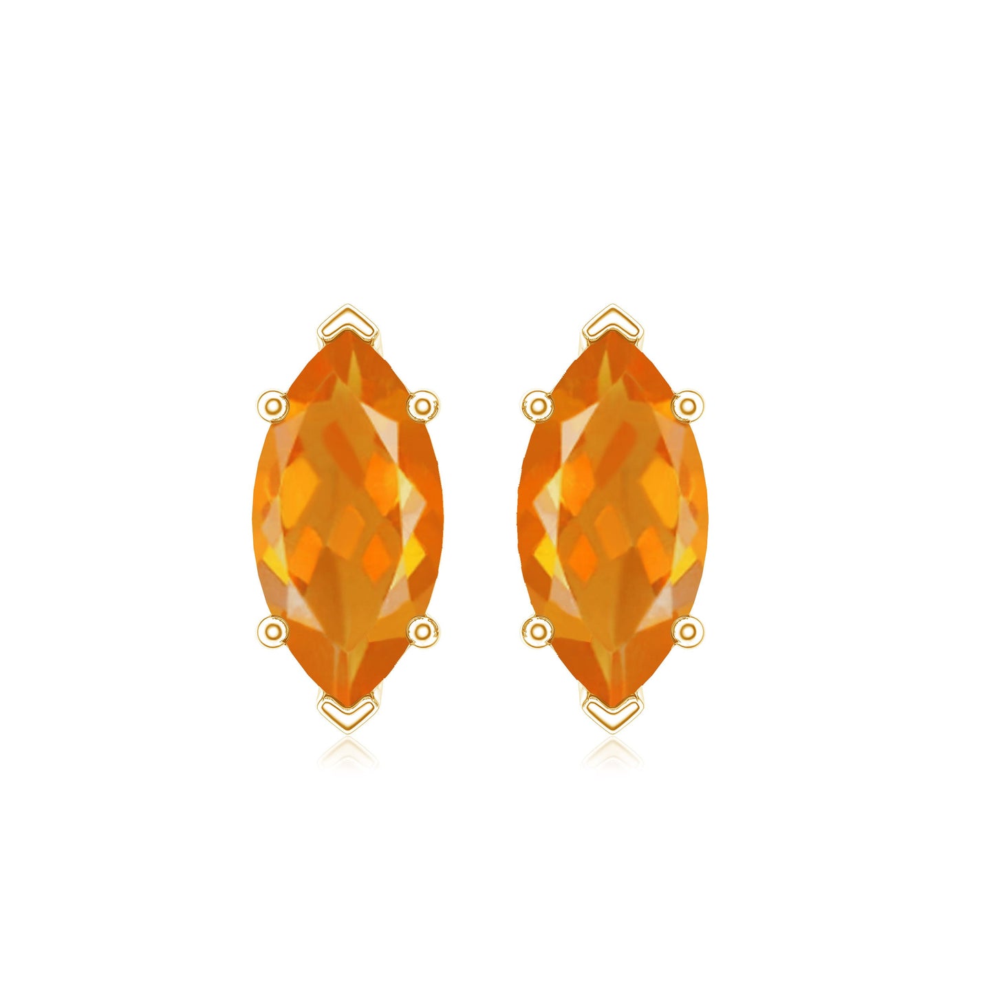 Natural Marquise Fire Opal Stud Earrings with Screw Back