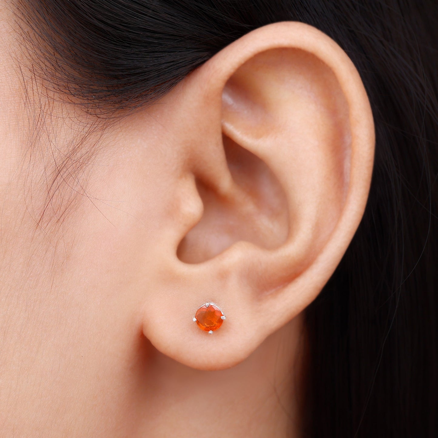 Fire Opal Stud Earrings with Screw on Backs