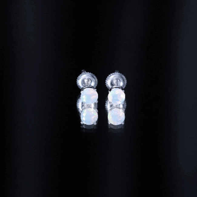 Real Ethiopian Opal Solitaire Stud Earrings