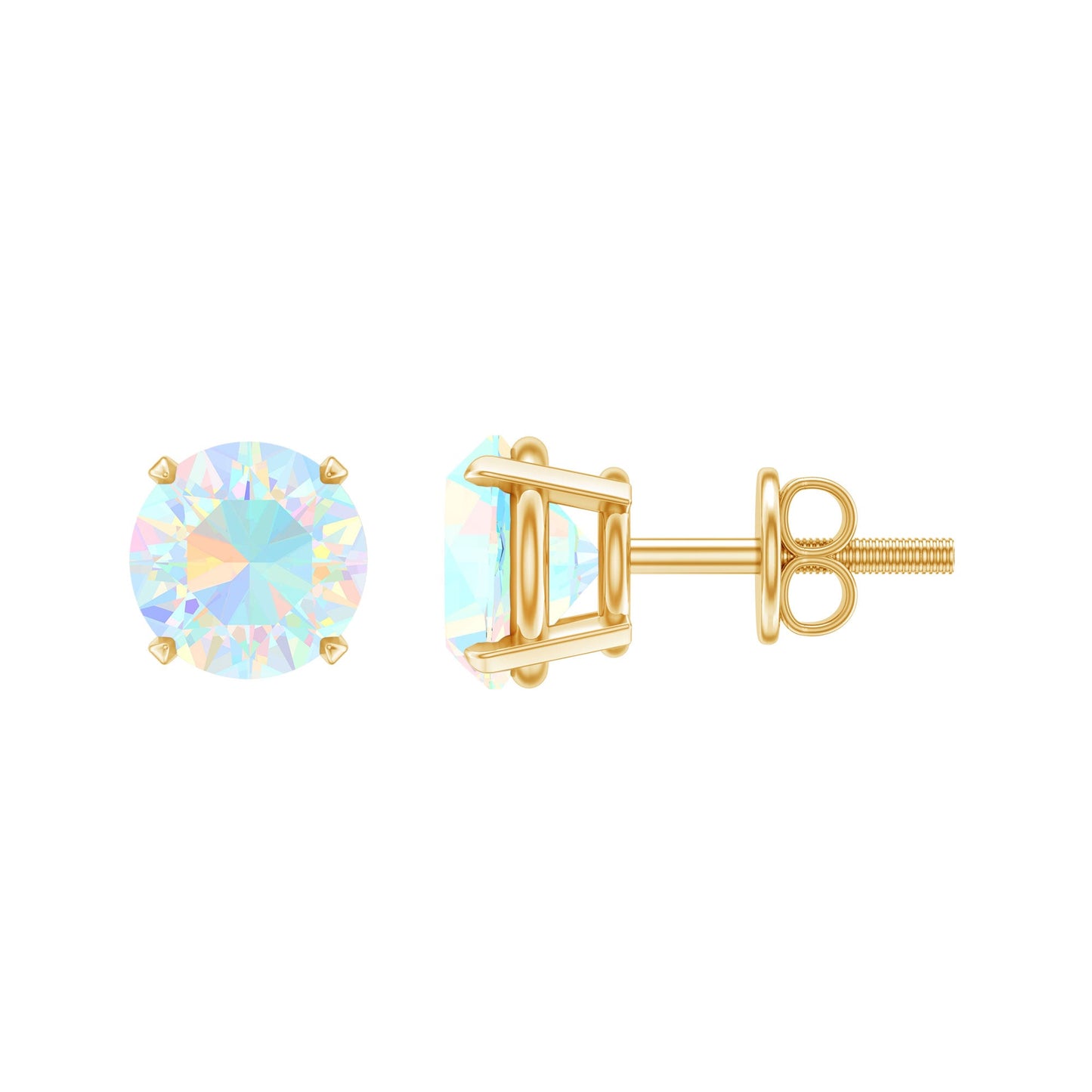 Real Ethiopian Opal Solitaire Stud Earrings
