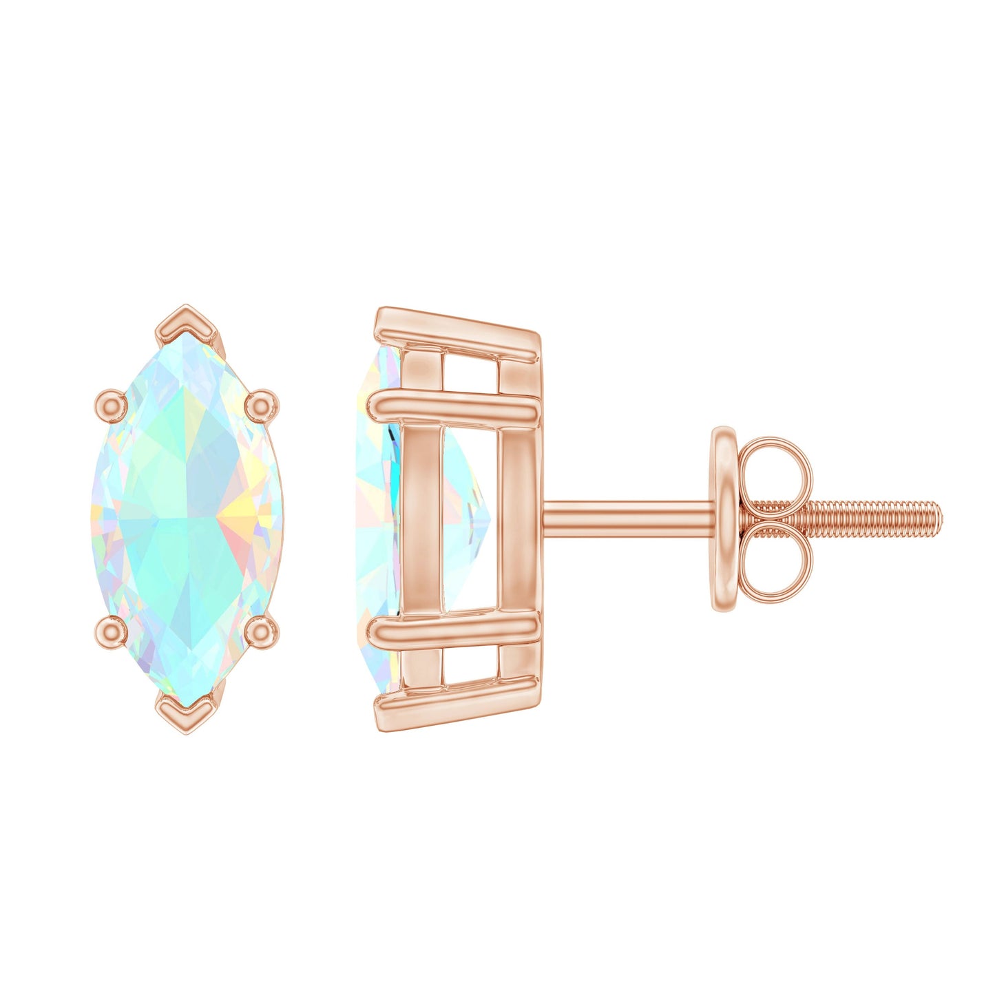 Certified Real Marquise Ethiopian Opal Earrings with Screw Back