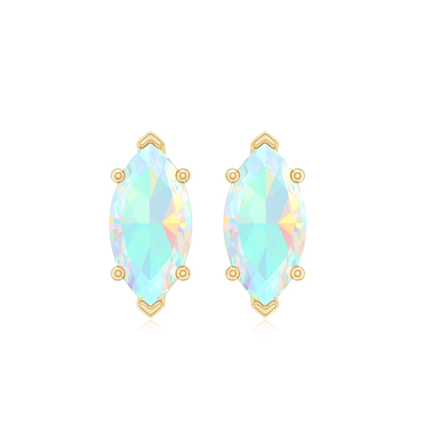 Certified Real Marquise Ethiopian Opal Earrings with Screw Back