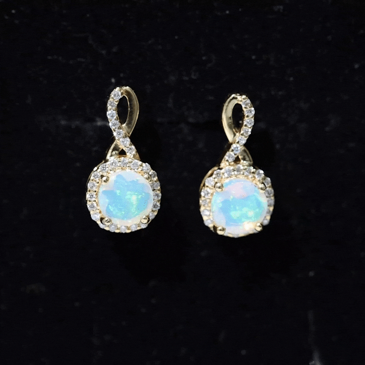 1 Carat Ethiopian Opal and Diamond Infinity Stud Earrings