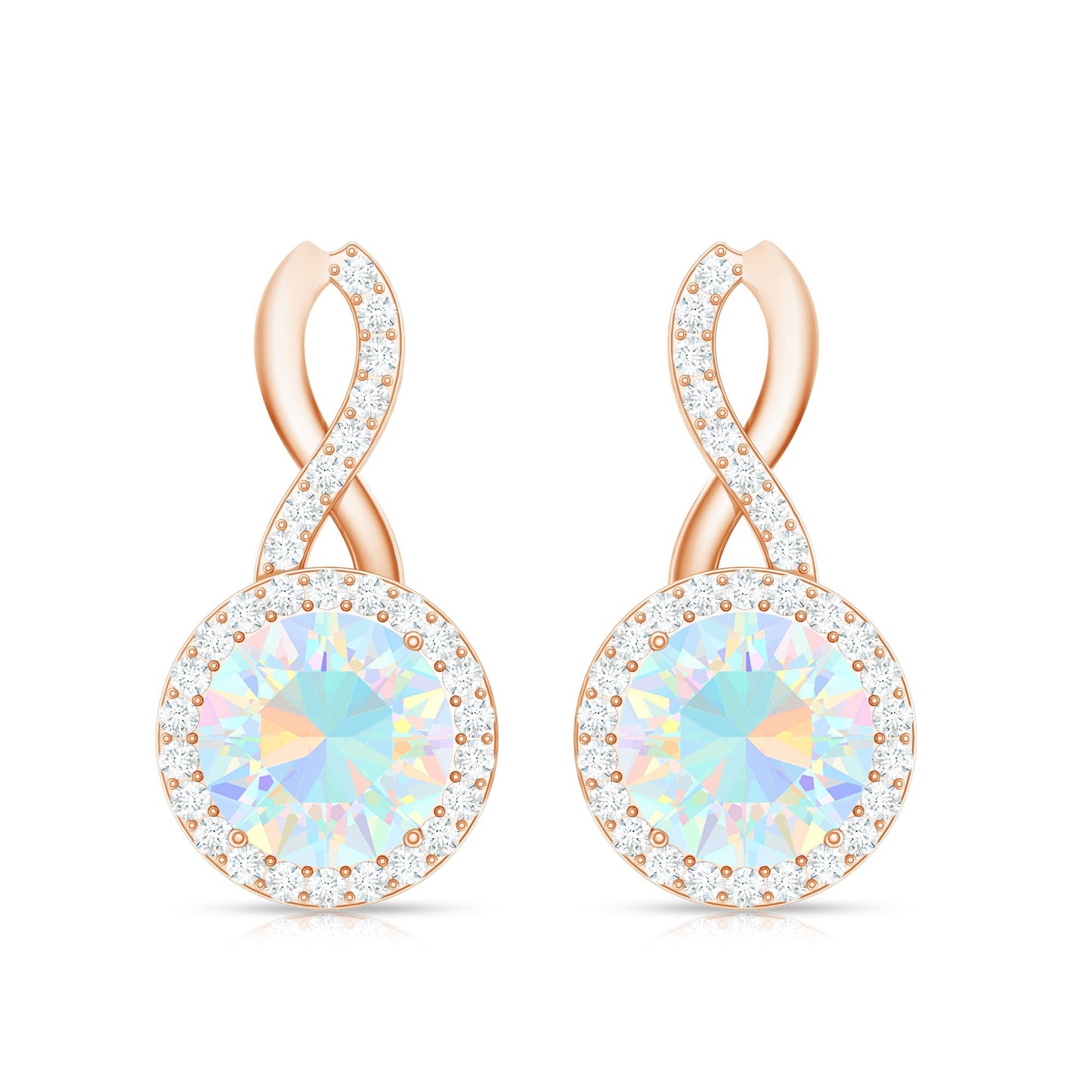 1 Carat Ethiopian Opal and Diamond Infinity Stud Earrings