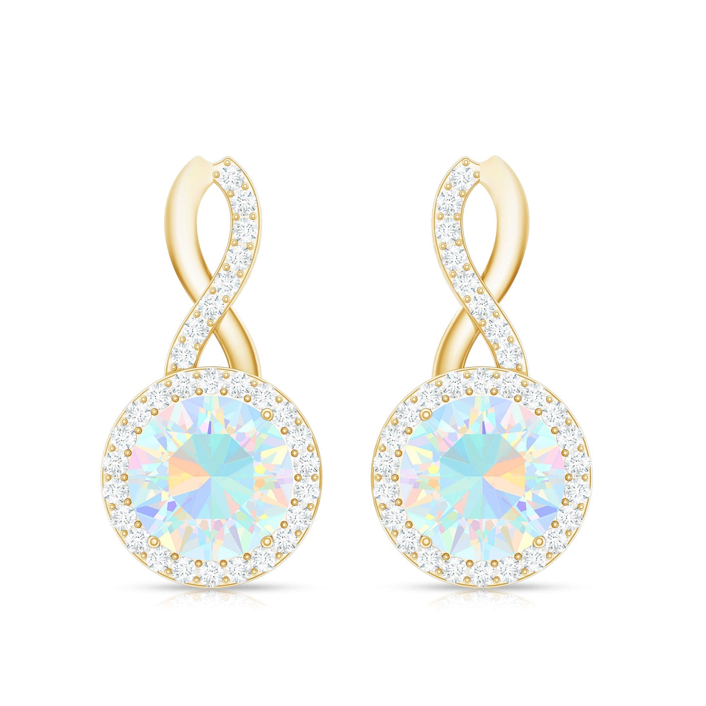1 Carat Ethiopian Opal and Diamond Infinity Stud Earrings