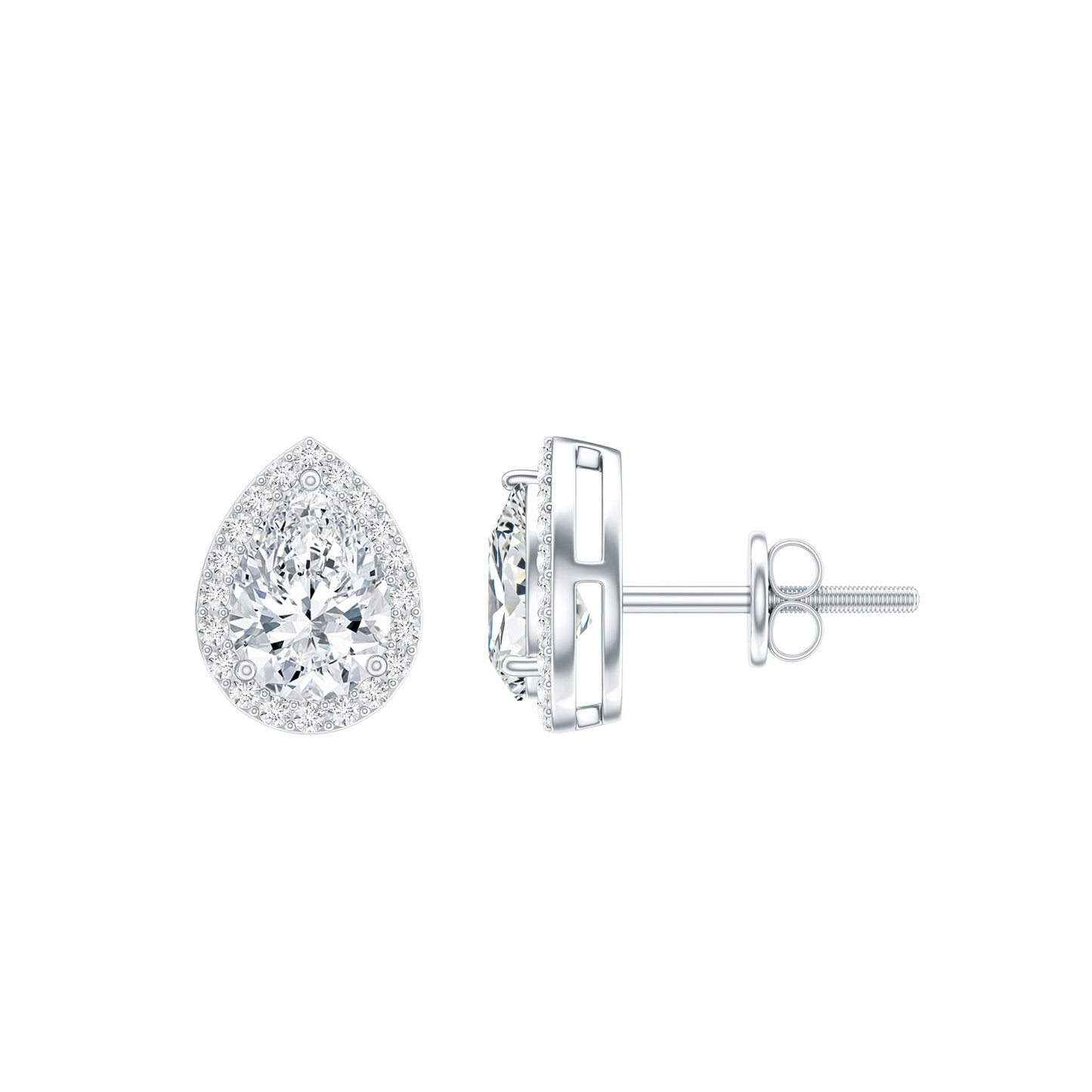 1.5 Carat Classic Moissanite Teardrop Stud Earrings with Halo
