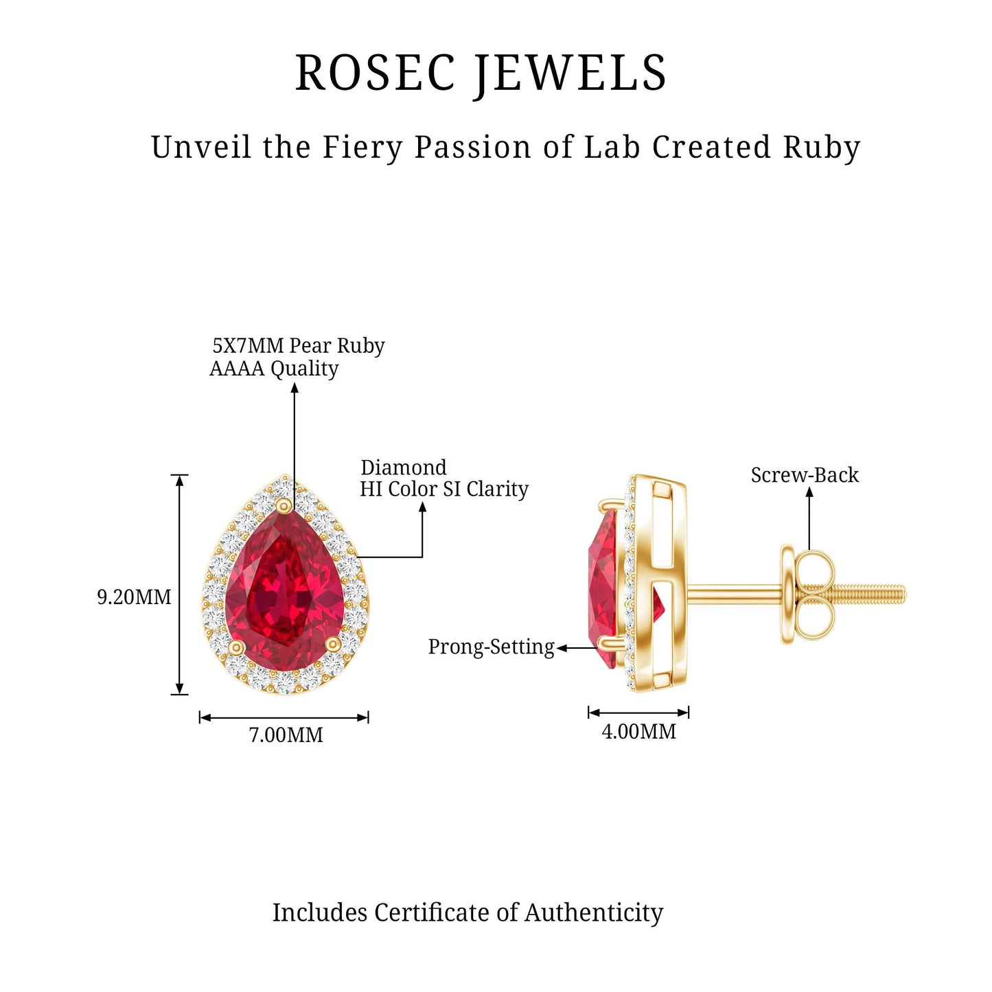 Lab Created Ruby Teardrop Stud Earrings with Diamond Halo