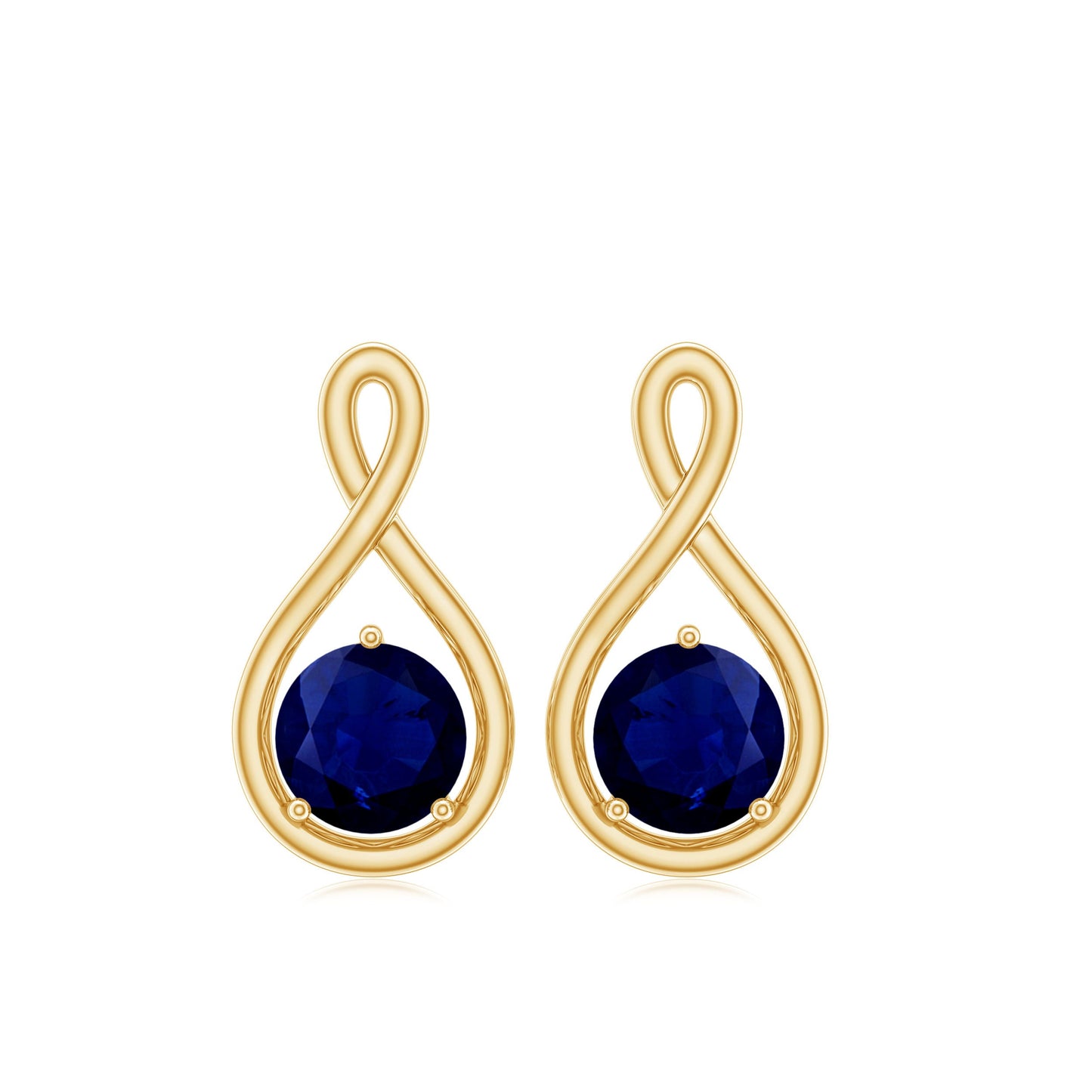 0.8 Carat Round Cut Blue Sapphire Solitaire Infinity Stud Earrings