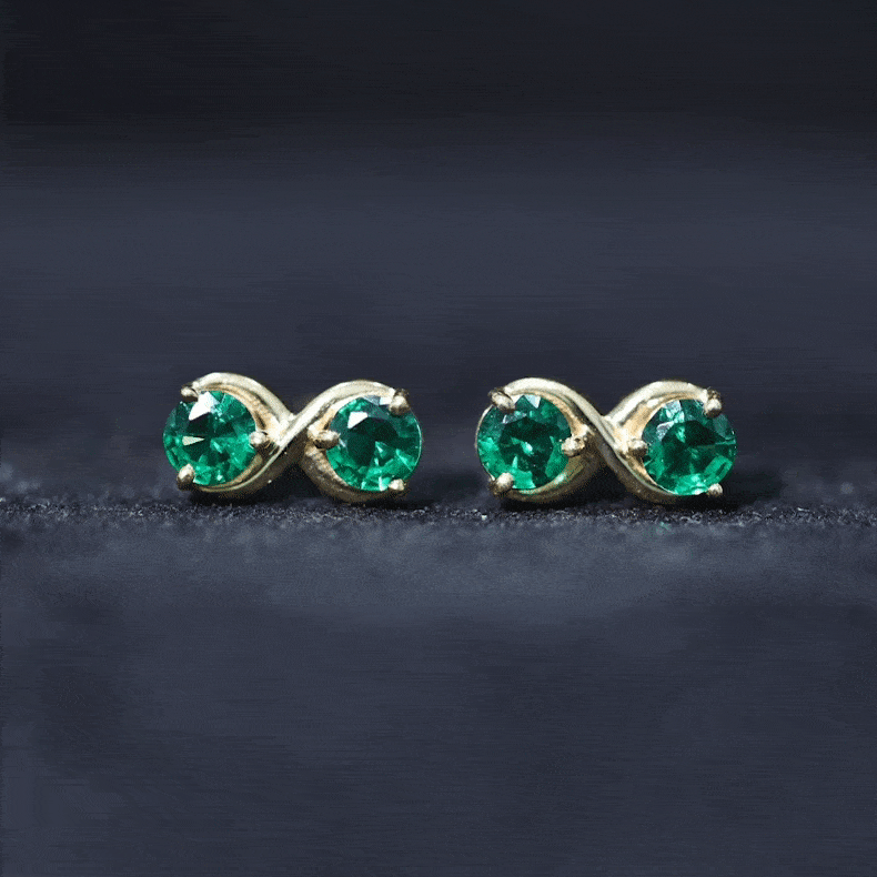 Lab Grown Emerald Infinity Stud Earrings