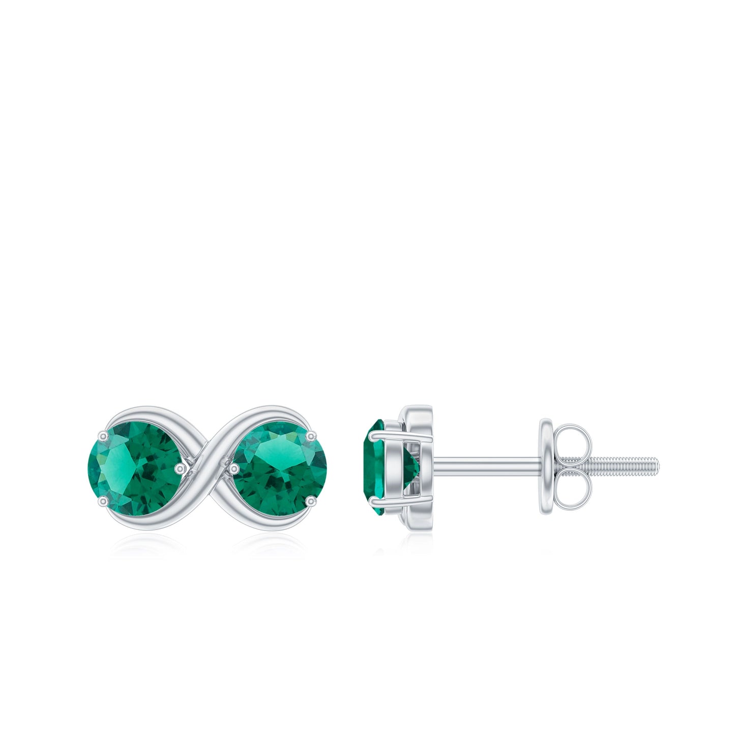 Lab Grown Emerald Infinity Stud Earrings