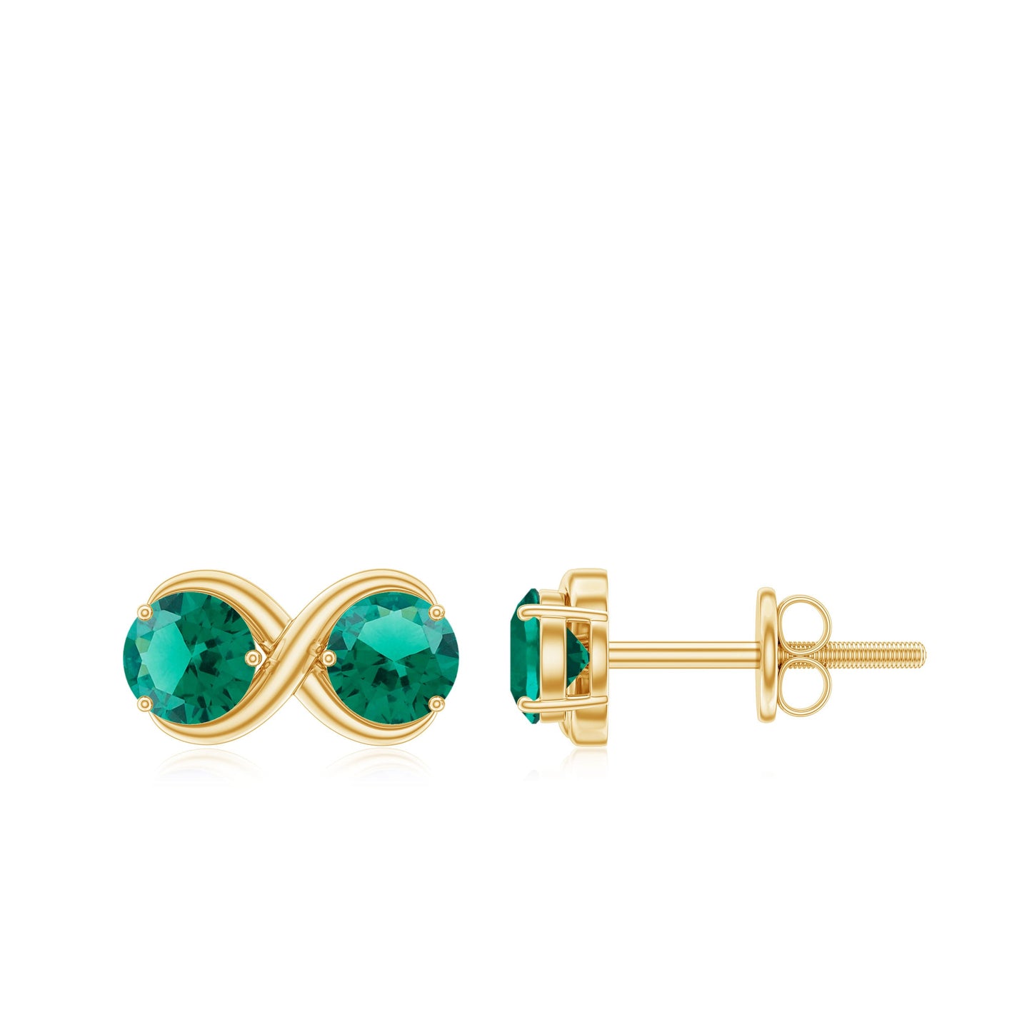 Lab Grown Emerald Infinity Stud Earrings