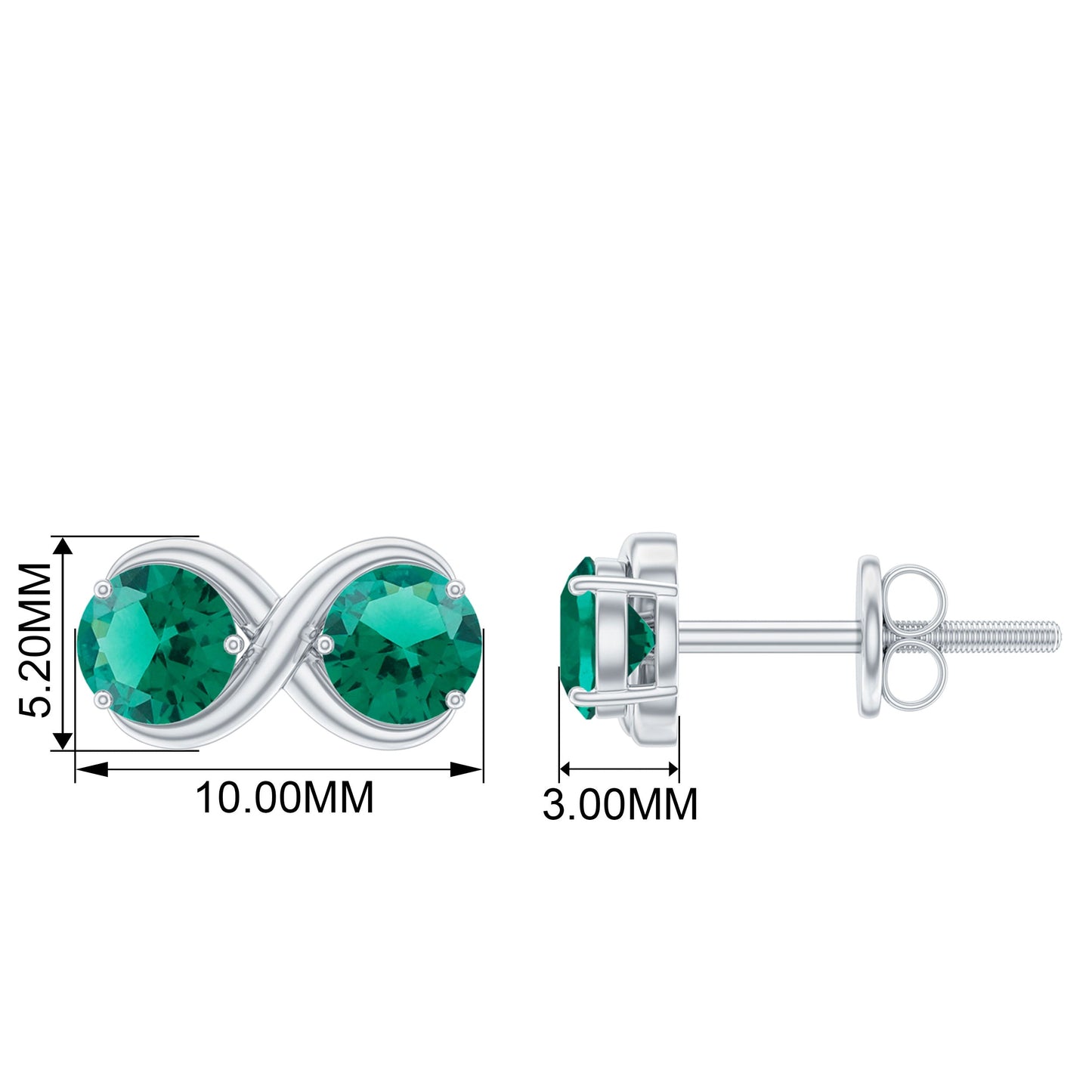 Lab Grown Emerald Infinity Stud Earrings